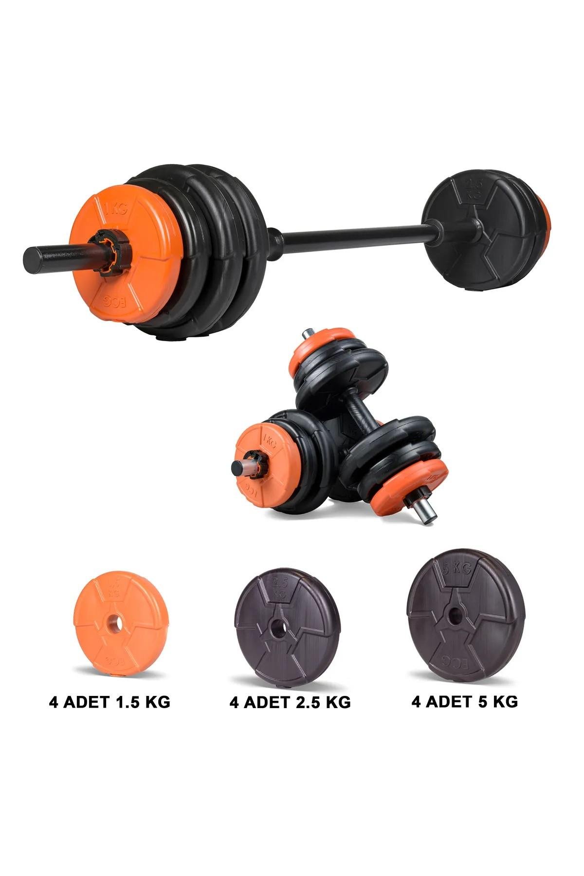 ECG 38 Kg Dambıl Halter Seti Turuncu Siyah
