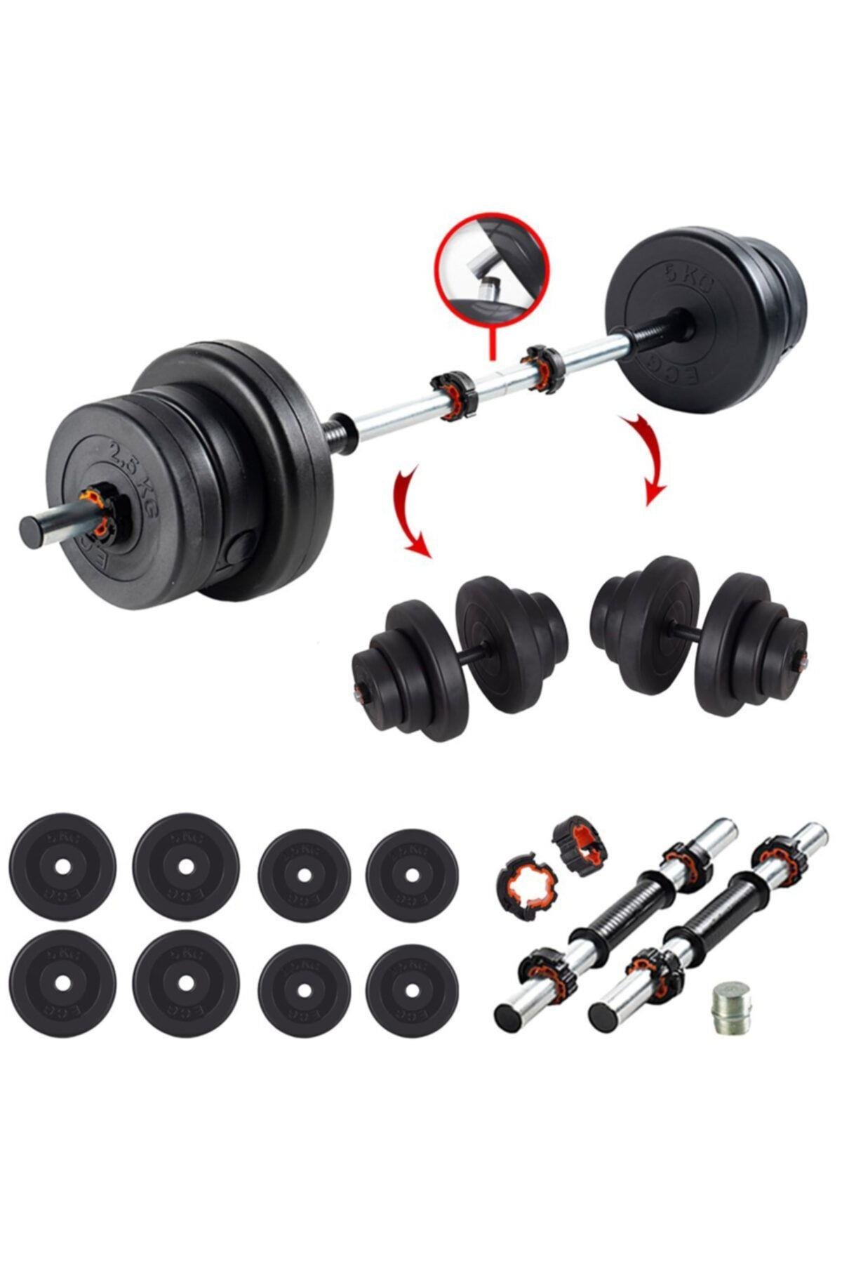 Ecgspor 32 KG Multifonksiyonel Halter Seti ve Dambıl Seti Ağırlık Fitness Seti