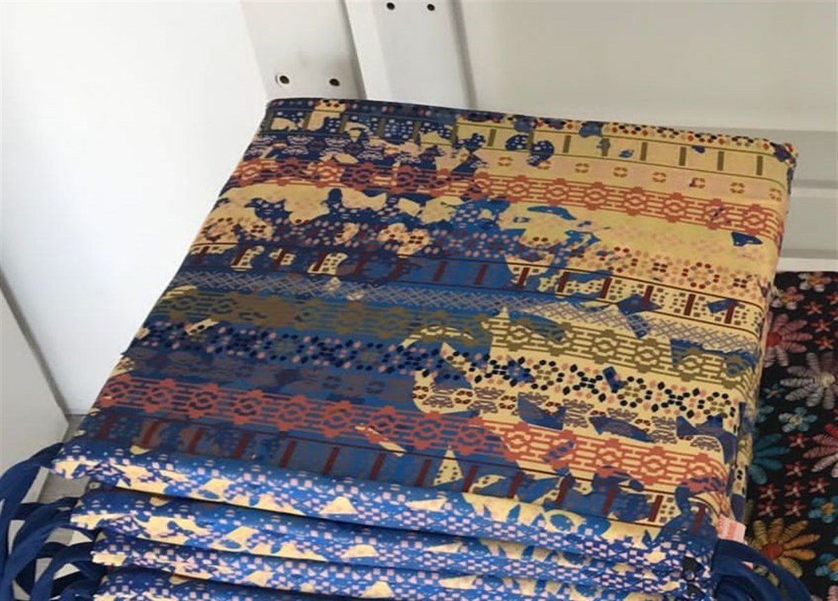 NSF2845 MAVİ-SARI-TURUNCU OTANTİK DESEN SANDALYE MİNDERİ
