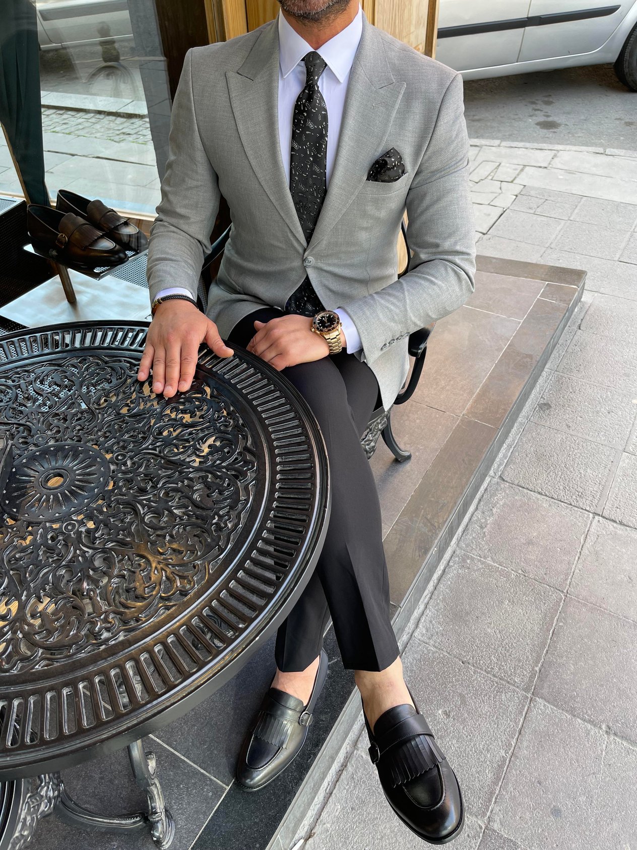 Gri Slim Fit Blazer Tek Ceket HT1021