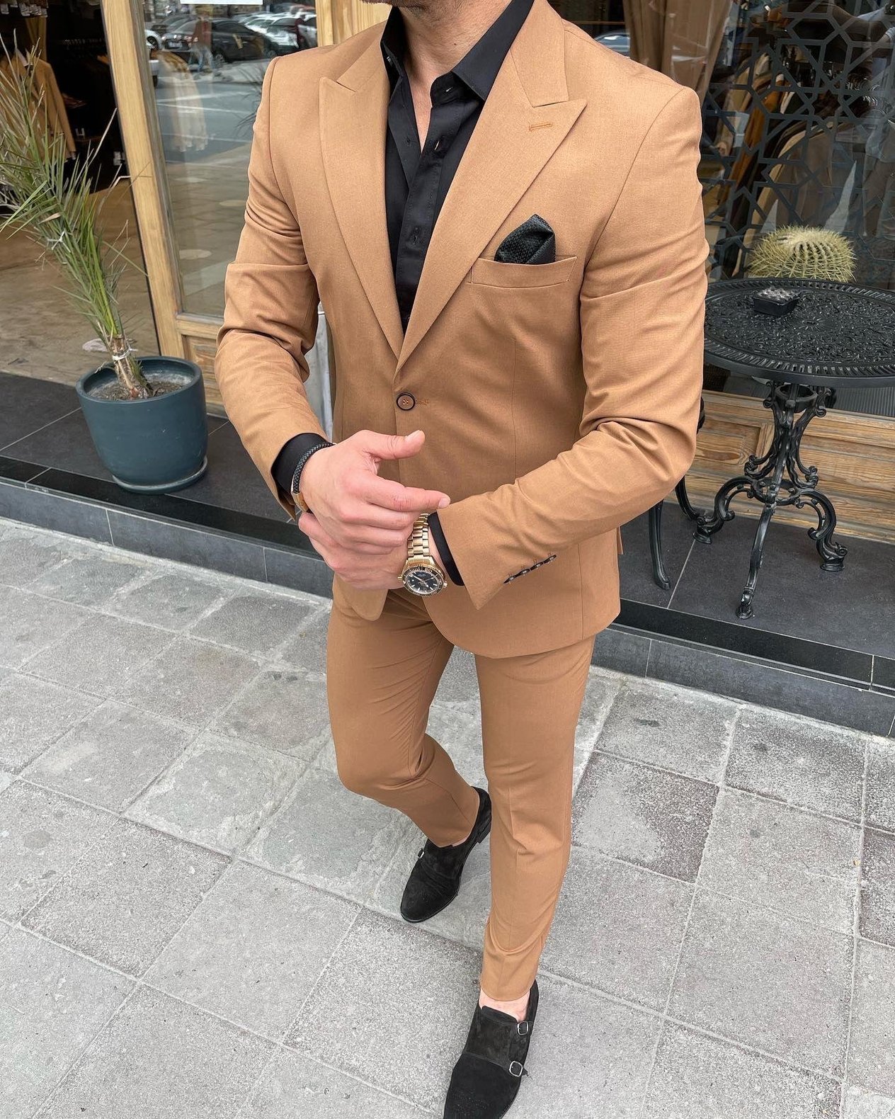 Kiremit Slim Fit Pantolon Yelek Ceket Takım Elbise HT1019