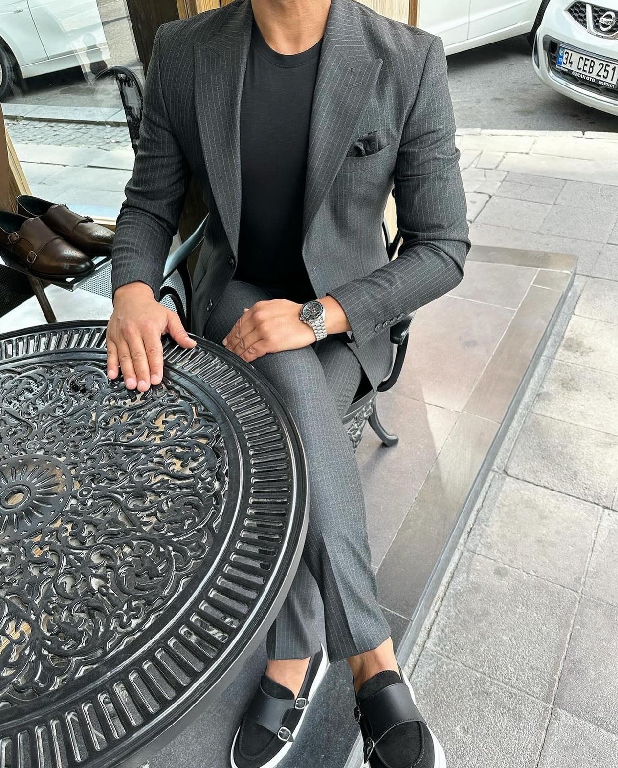 Italian Style Slim Fit Blazer Trousers Jacket Suit HT1020-Dark Grey