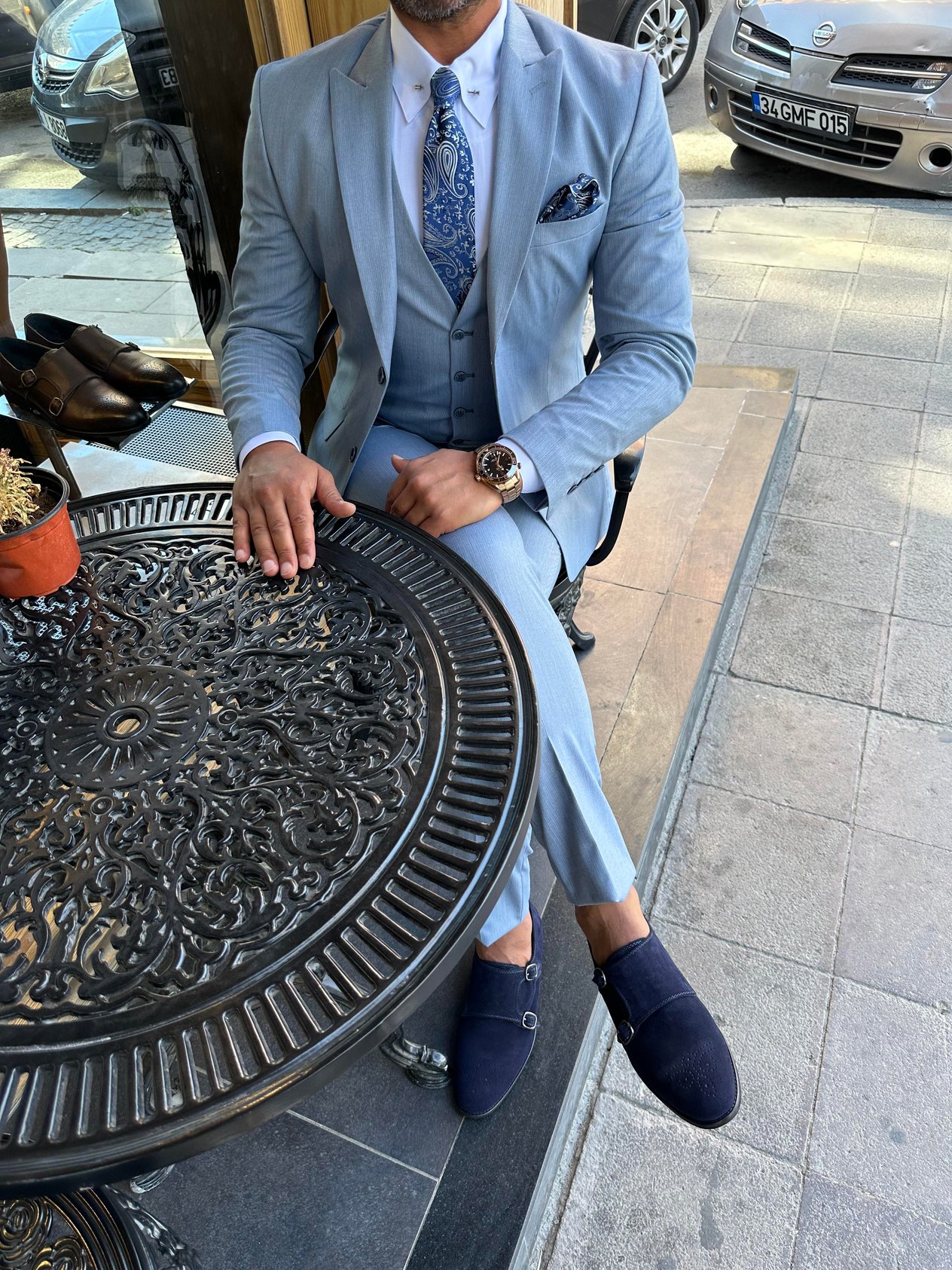 Koyu Mavi Slim Fit Yelekli Takım Elbise HT1005