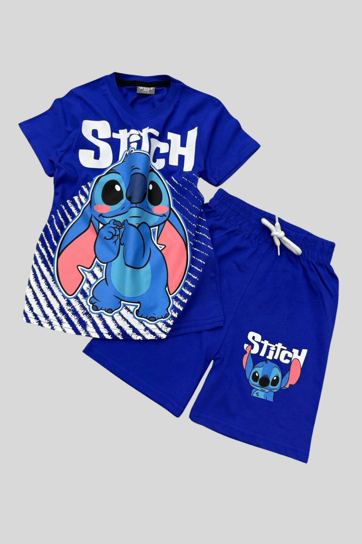 3-10 Yaş Stitch Maskeli Şortlu Çocuk Takım Mavi