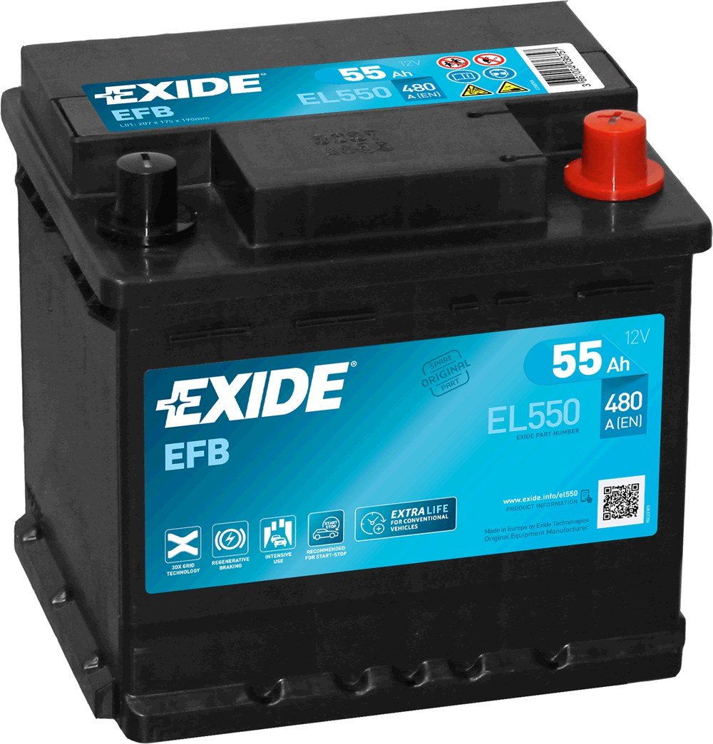 Exide Start-Stop EFB EL550 - 12V 55 Ah Akü