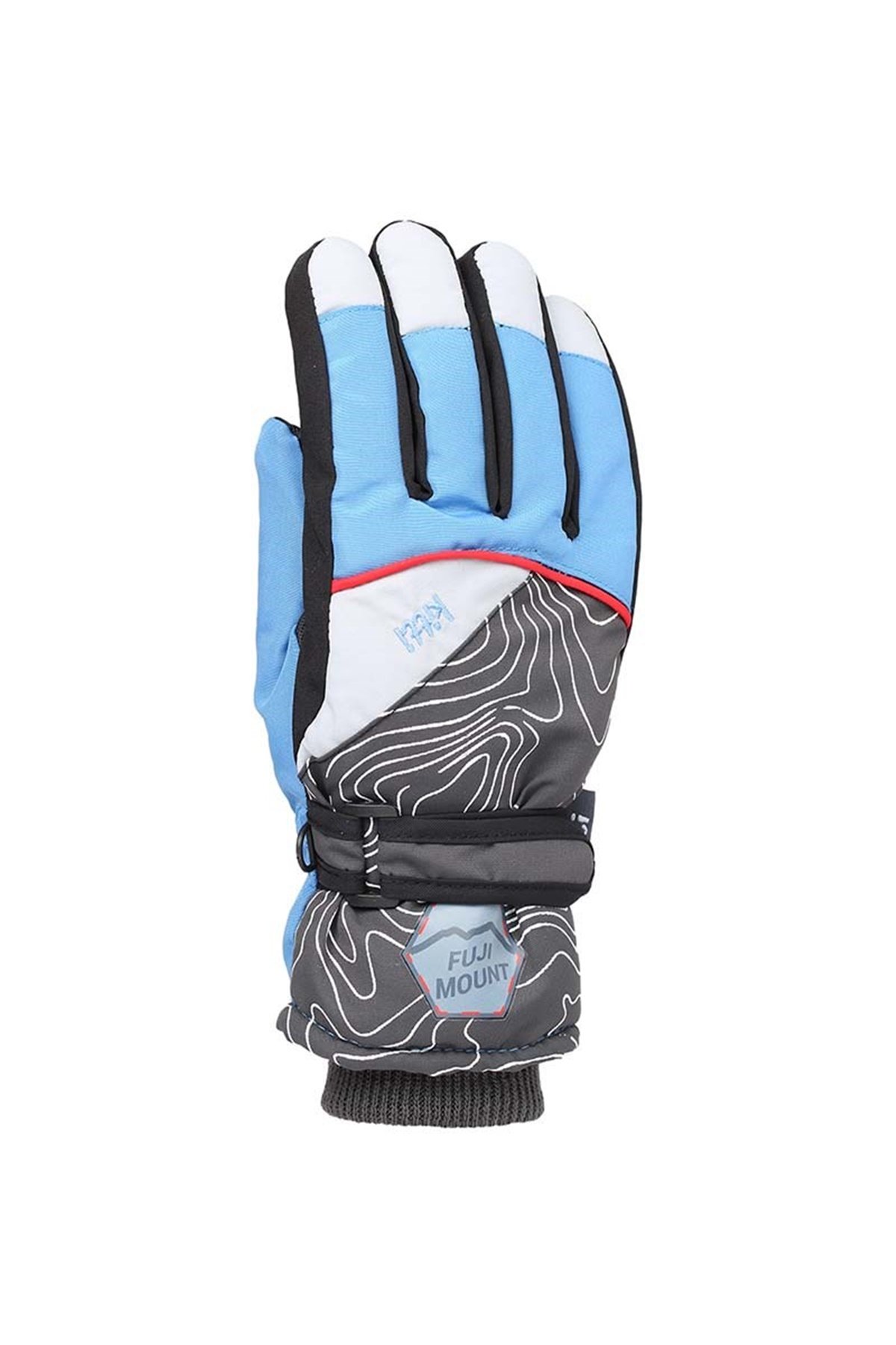  Erkek Çocuk Gri Çizgili Kar Eldiveni 9-15 Yaş - KR422-3