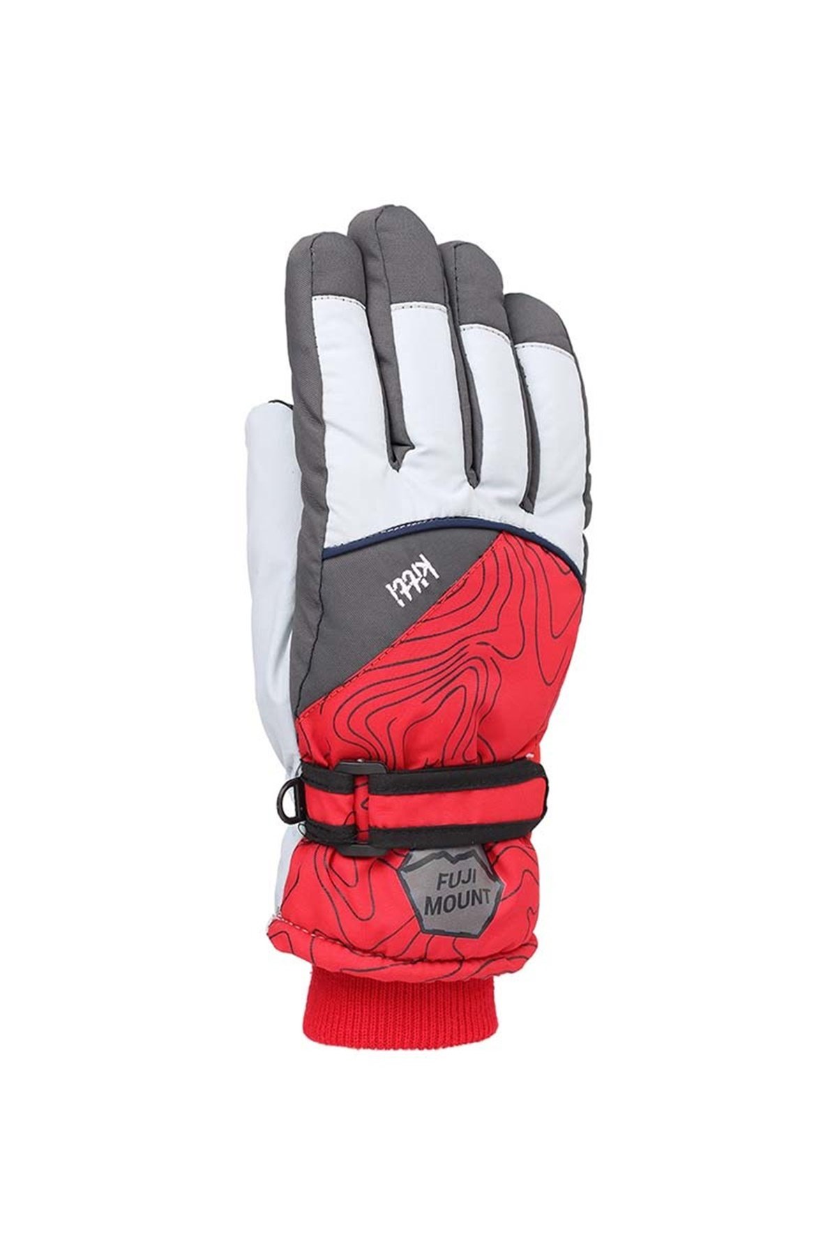 Erkek Çocuk Kırmızı Desenli Kar Eldiveni 9-15 Yaş - KR422-3
