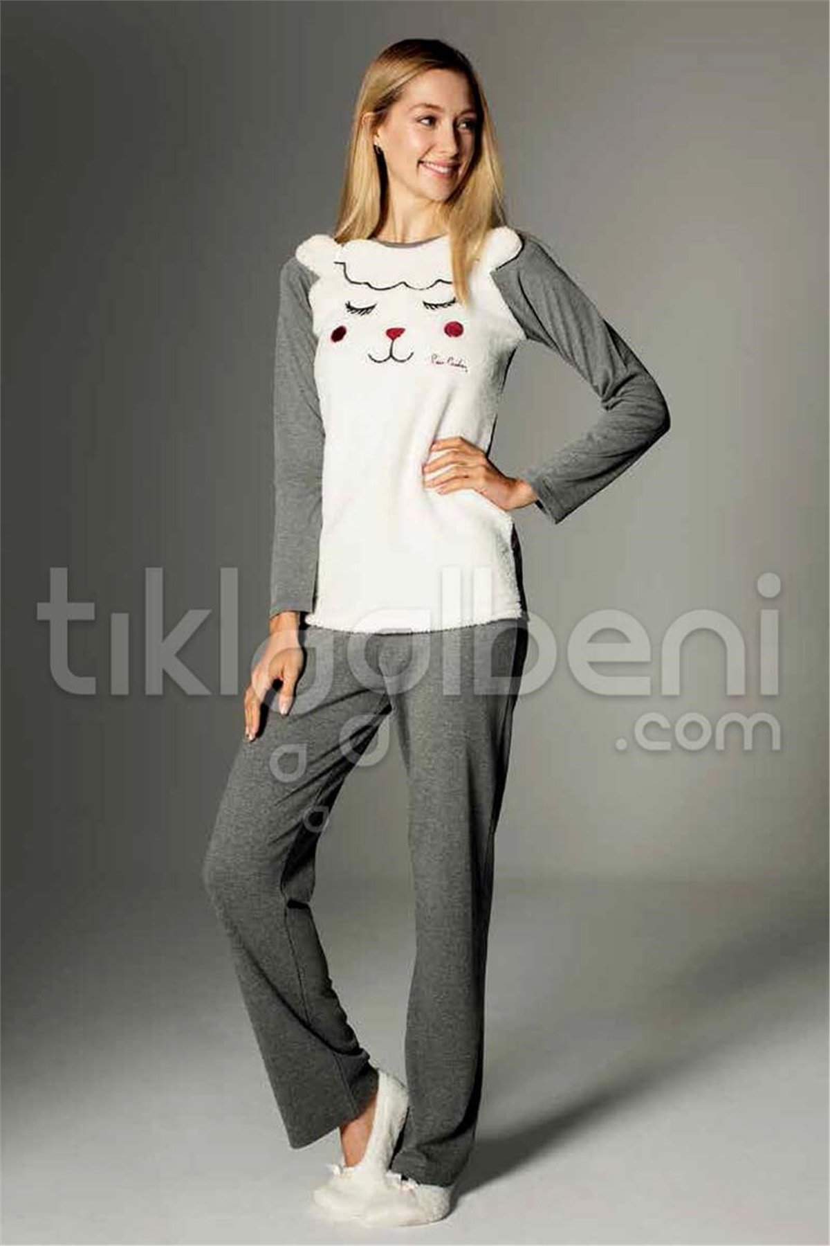 Pierre Cardin 3008 Kedili Bayan Pijama Takımı