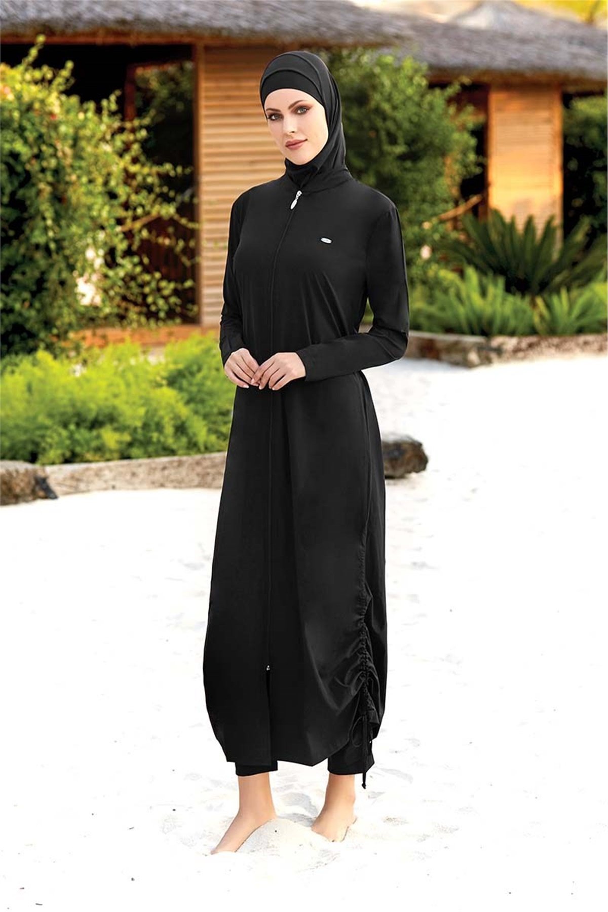 3XL, 4XL, 5Xl, 6XL Tam Kapalı Uzun Tesettür Haşema Adasea 1704065 Siyah