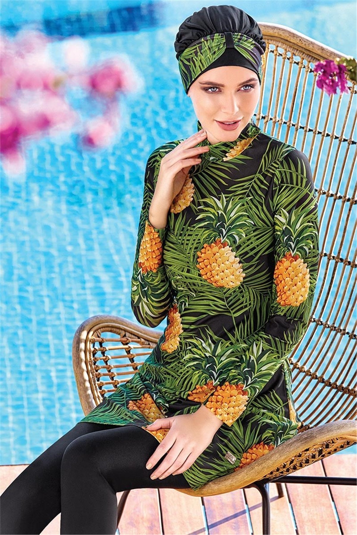 Akdeniz Serisi Tesettür Mayo Ananas Adesea 1204082 Siyah