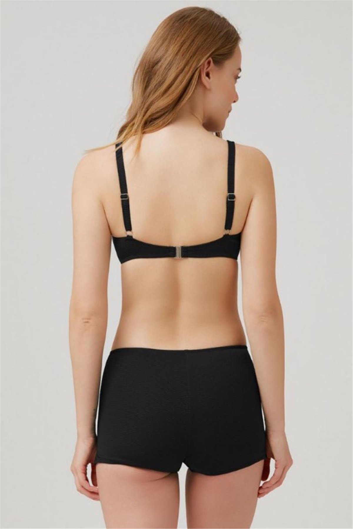 Bağcık Detaylı Şortlu Bikini, Kom Kadın Siyah Bikini  KM99