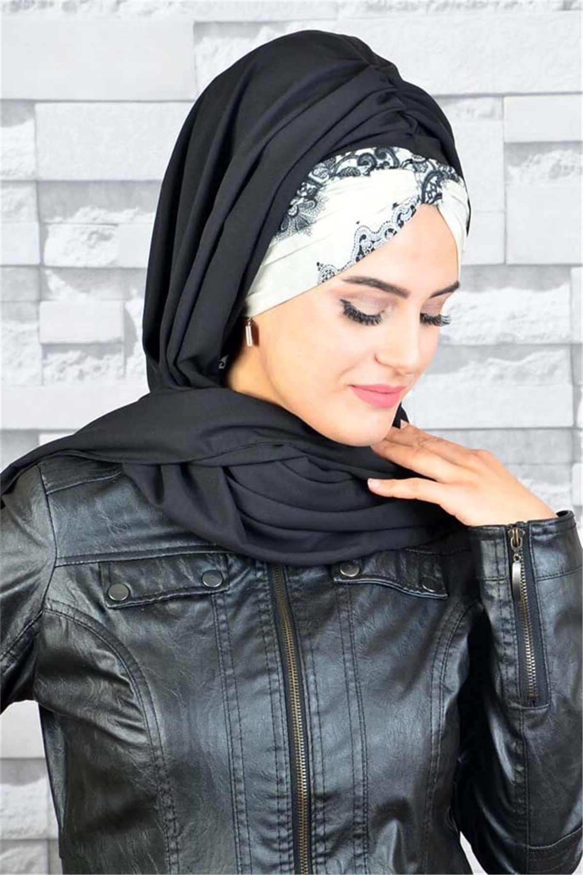 Batik Desen Şifon Bandana Pratik Hazı Bone Şal BND040