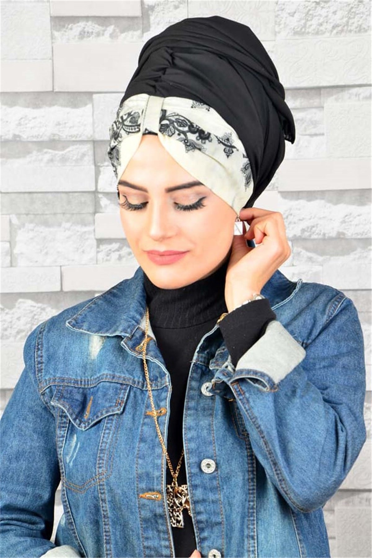 Batik Desen Şifon Bandana Pratik Hazı Bone Şal BND040