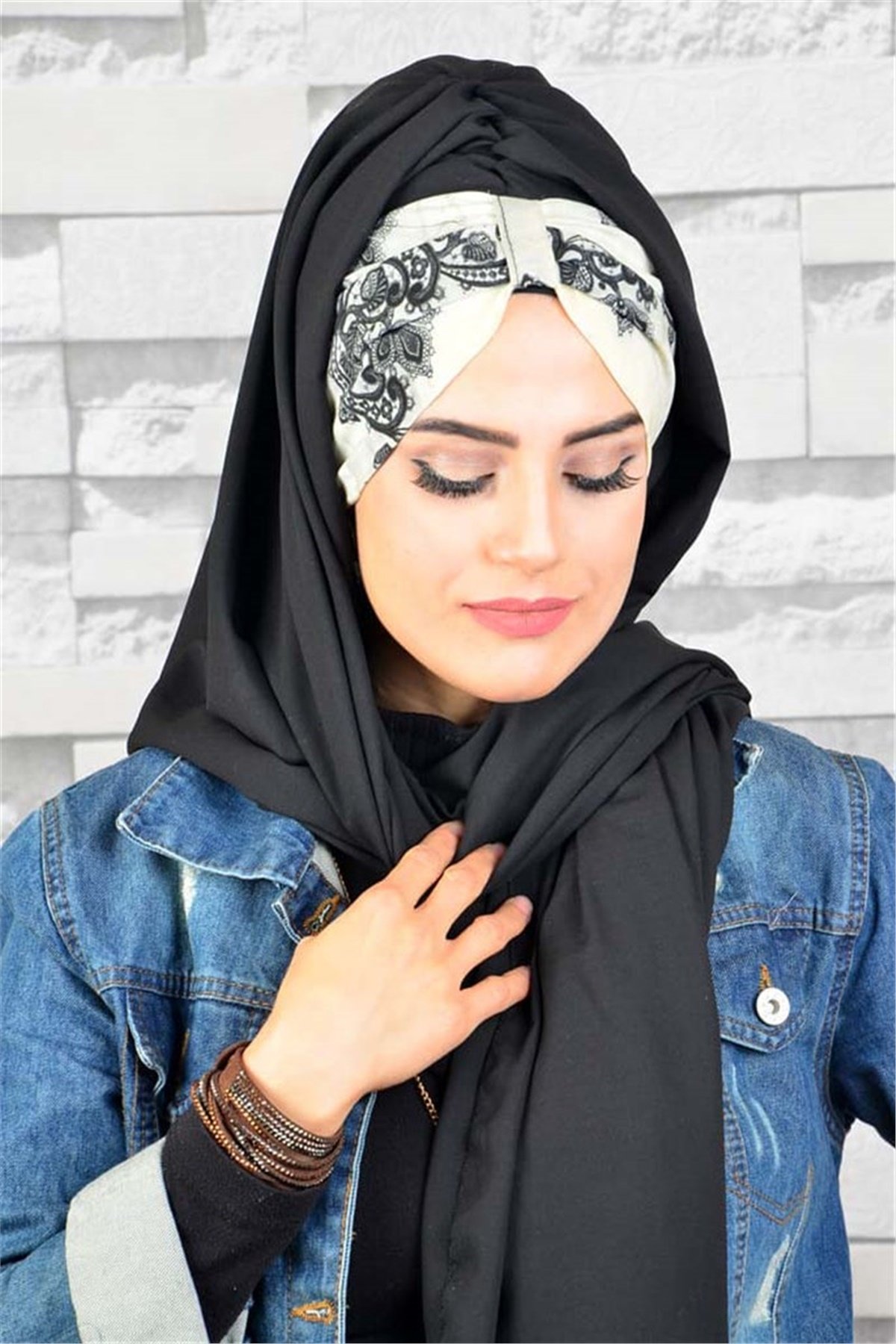 Batik Desen Şifon Bandana Pratik Hazı Bone Şal BND040