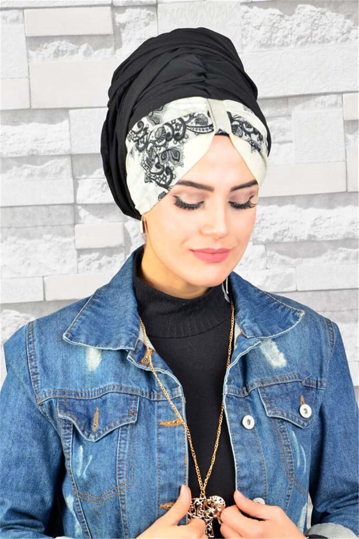 Batik Desen Şifon Bandana Pratik Hazı Bone Şal BND040