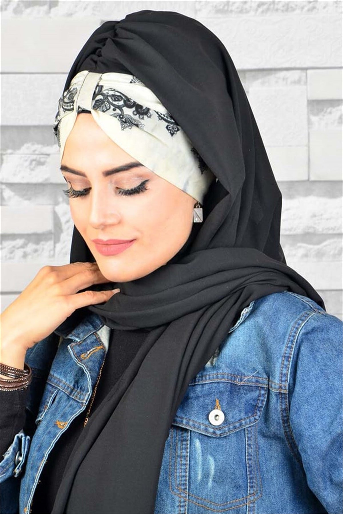 Batik Desen Şifon Bandana Pratik Hazı Bone Şal BND040