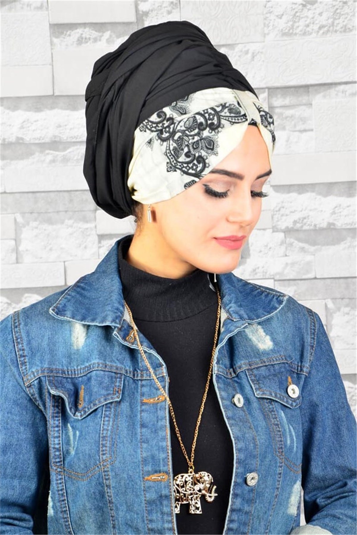 Batik Desen Şifon Bandana Pratik Hazı Bone Şal BND040