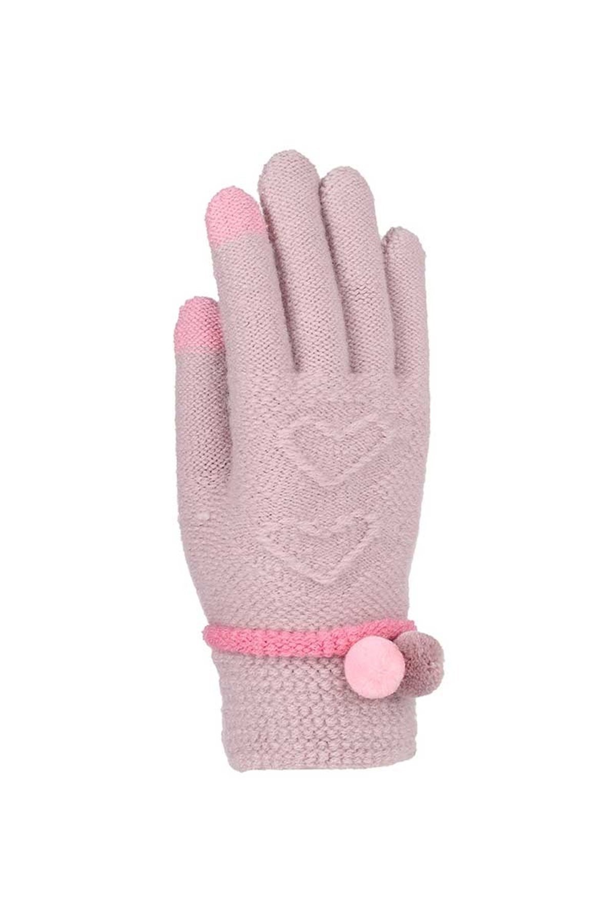 Bayan Ponponlu Eldiven 84401-5 - Açık Pembe 