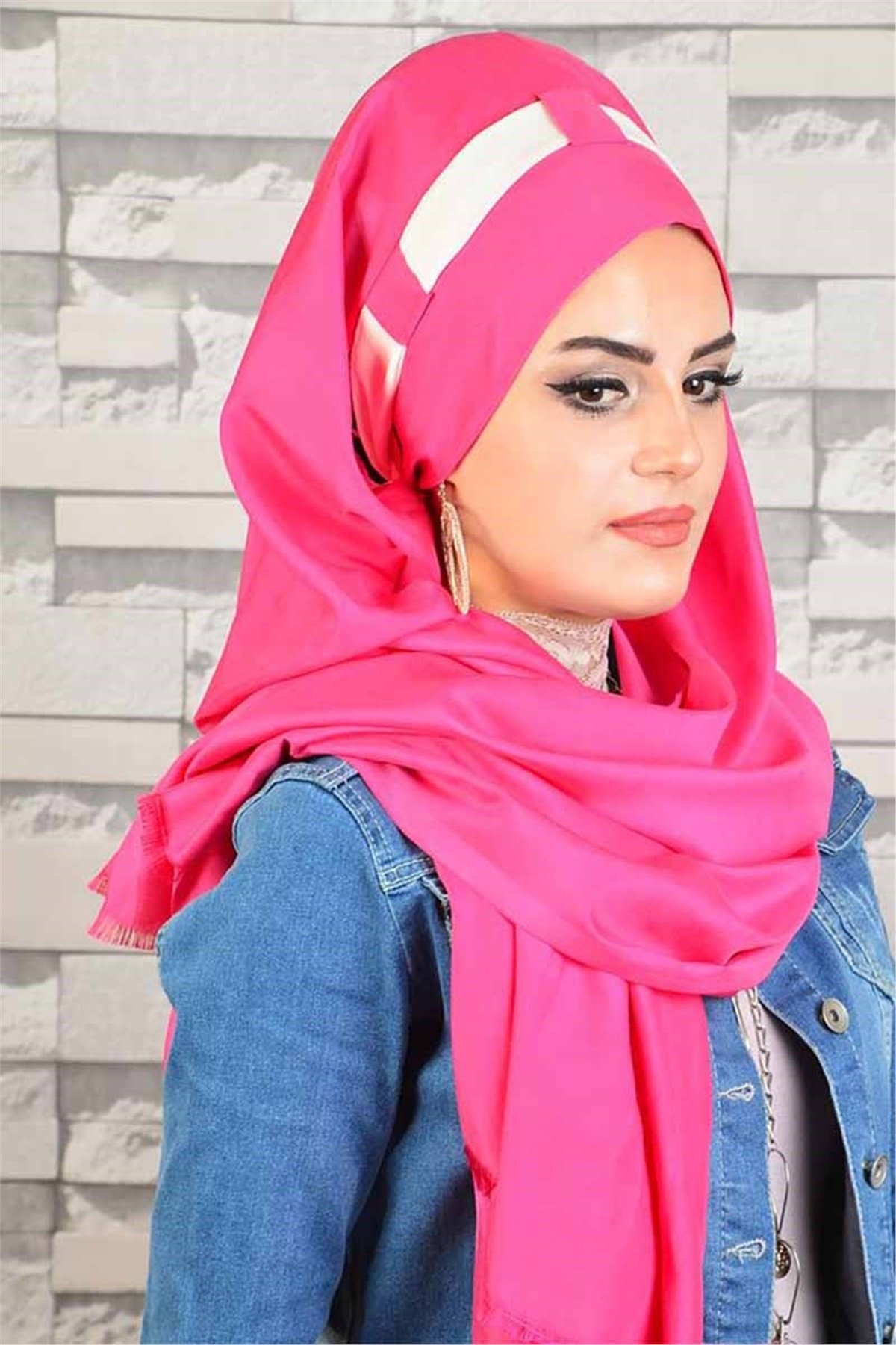Beyaz Pembe Hazır Türban bnd8036