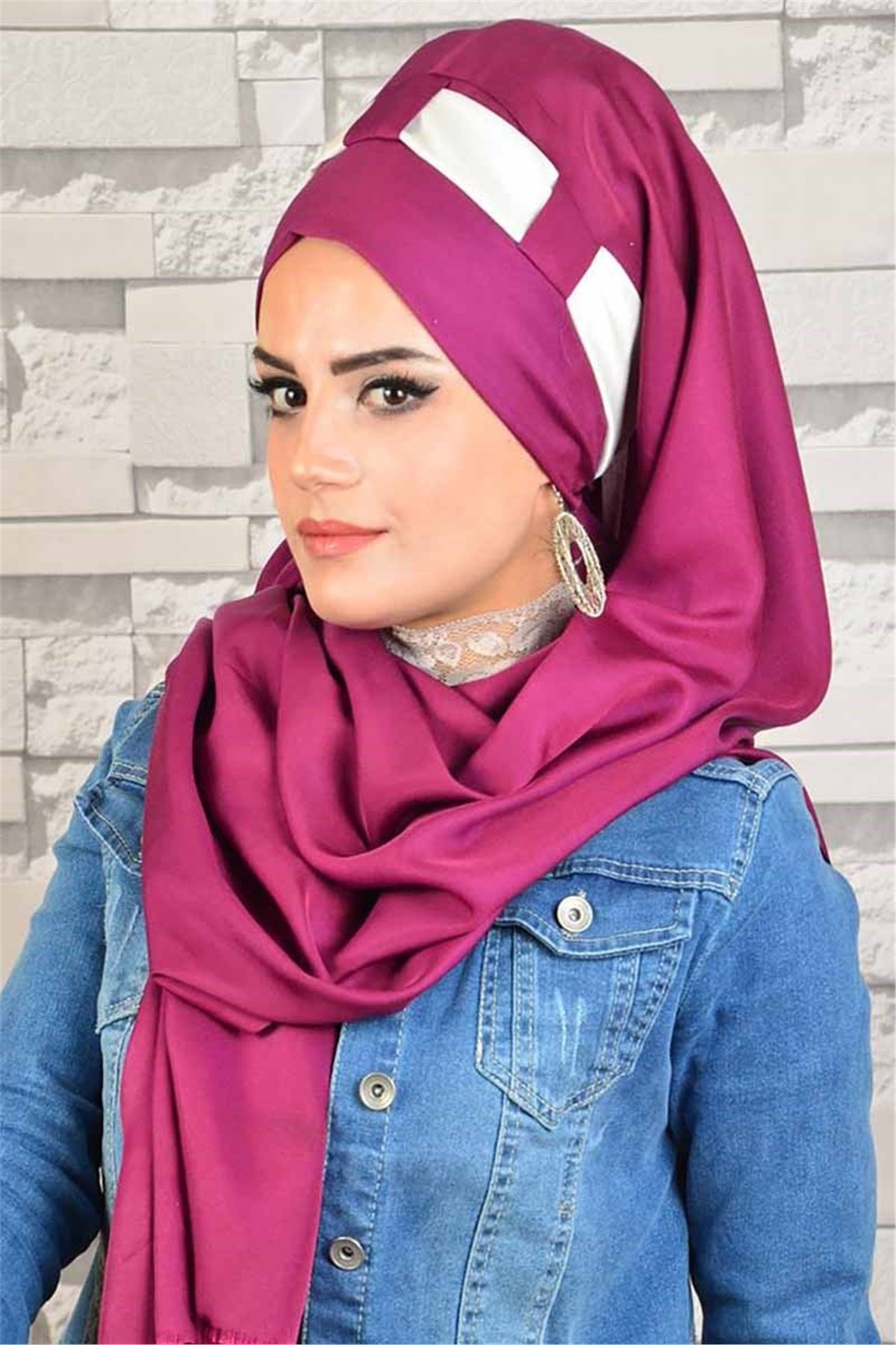 Beyaz Vişne Hazır Türban bnd8028