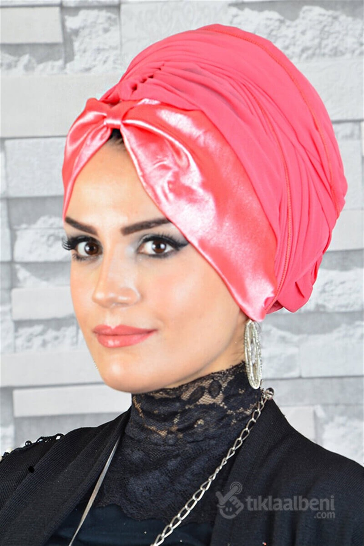 Biritli Mercan Bandana Hazır Şal bnd171