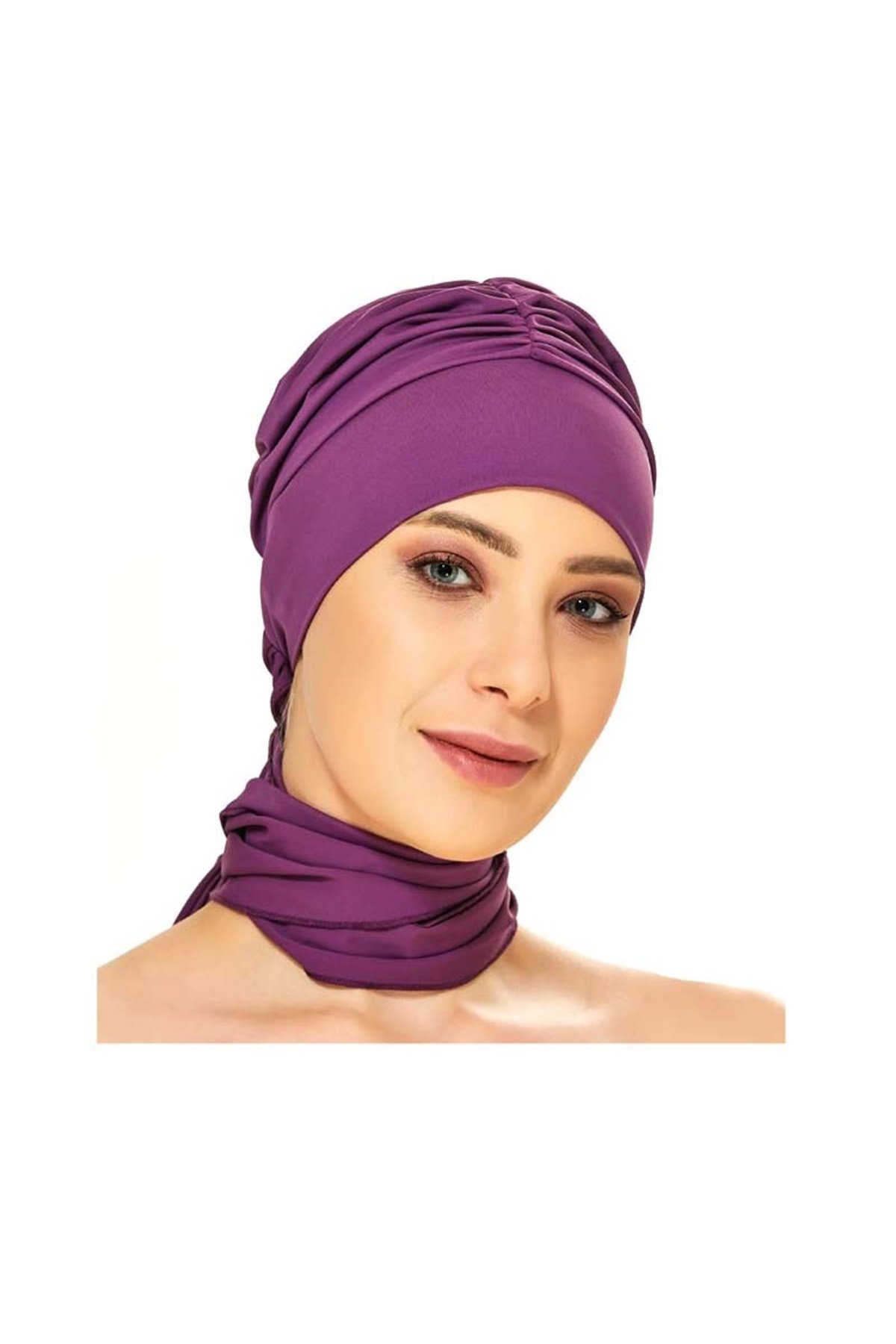 Boyunluklu Kumaş Haşema Bonesi 164005 Mor