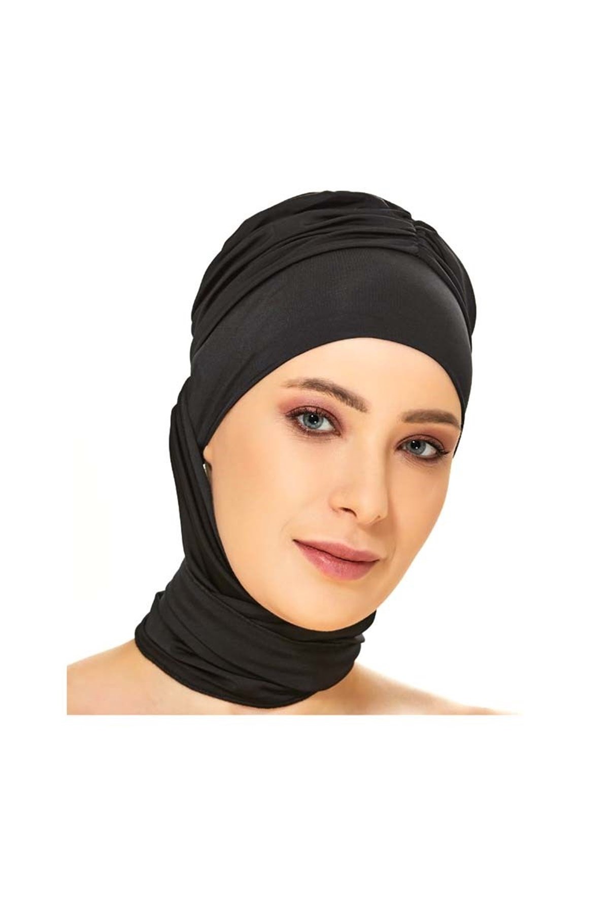 Boyunluklu Kumaş Haşema Bonesi 164005 Siyah