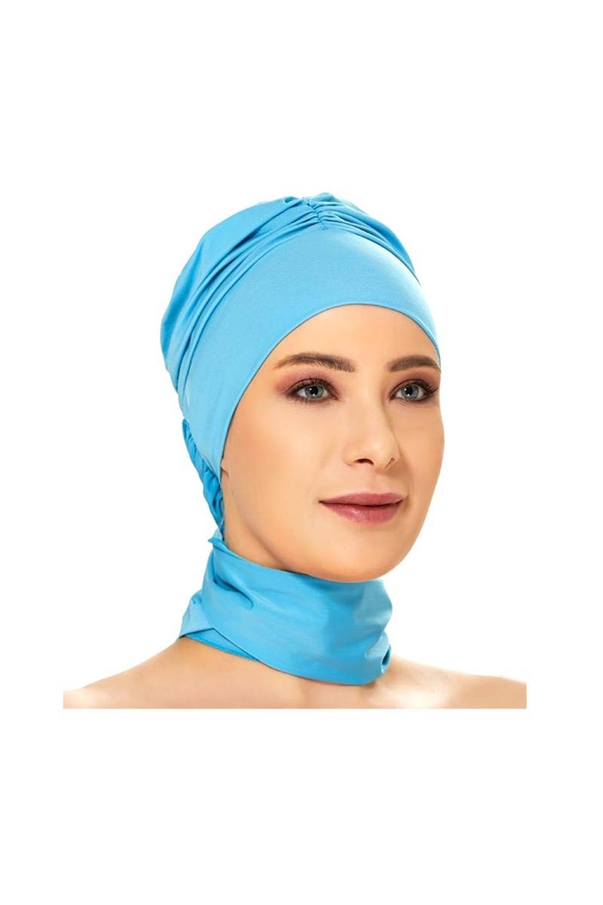 Boyunluklu Kumaş Haşema Bonesi 164005 Turkuaz
