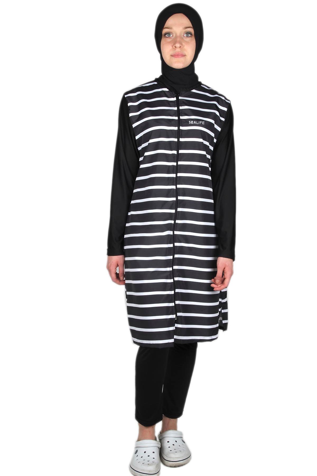 Büyük Beden Sealife SL1013 Yağmur Tesettür Mayo, 3XL, 4XL, 5XL, 6XL, 7XL, 8XL, 9XL