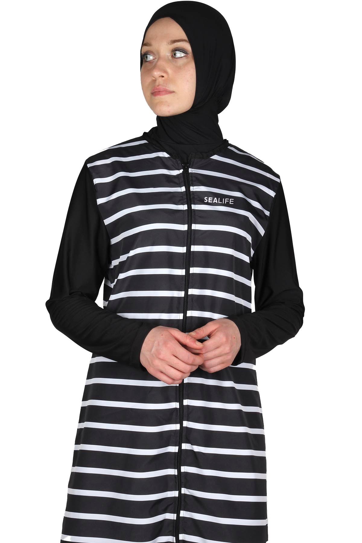 Büyük Beden Sealife SL1013 Yağmur Tesettür Mayo, 3XL, 4XL, 5XL, 6XL, 7XL, 8XL, 9XL
