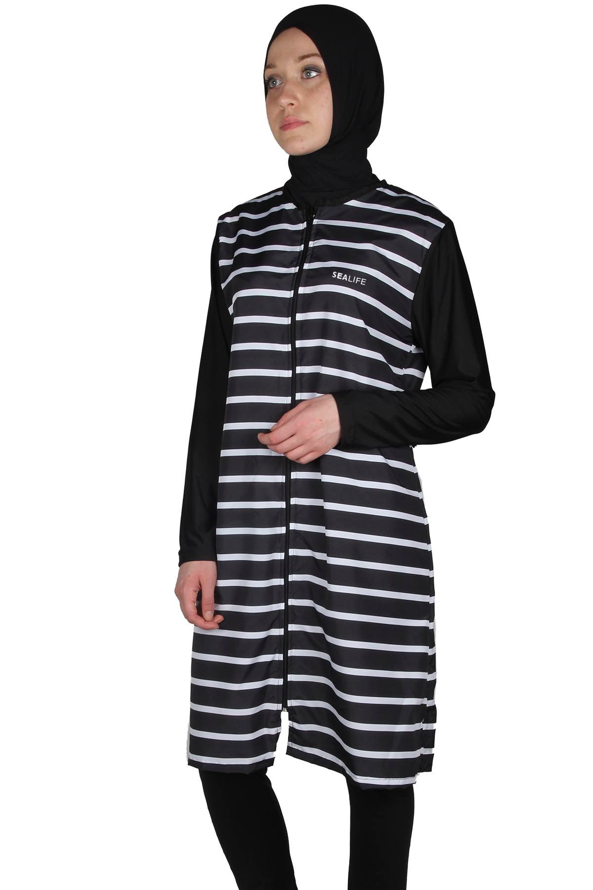 Büyük Beden Sealife SL1013 Yağmur Tesettür Mayo, 3XL, 4XL, 5XL, 6XL, 7XL, 8XL, 9XL
