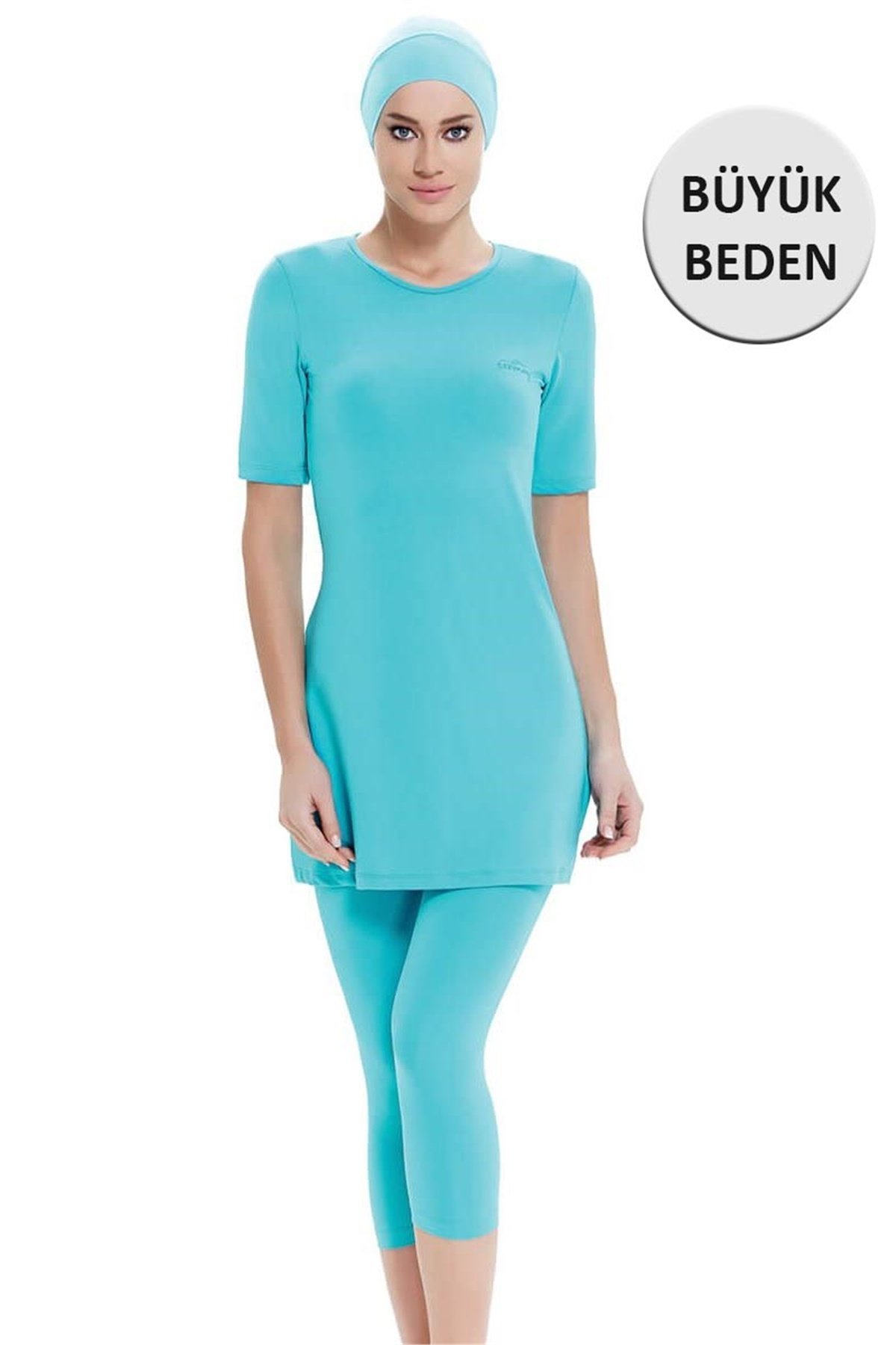 Büyük Beden Yarım Kapalı Mayo Tesmay 22098 - Mint Yeşil