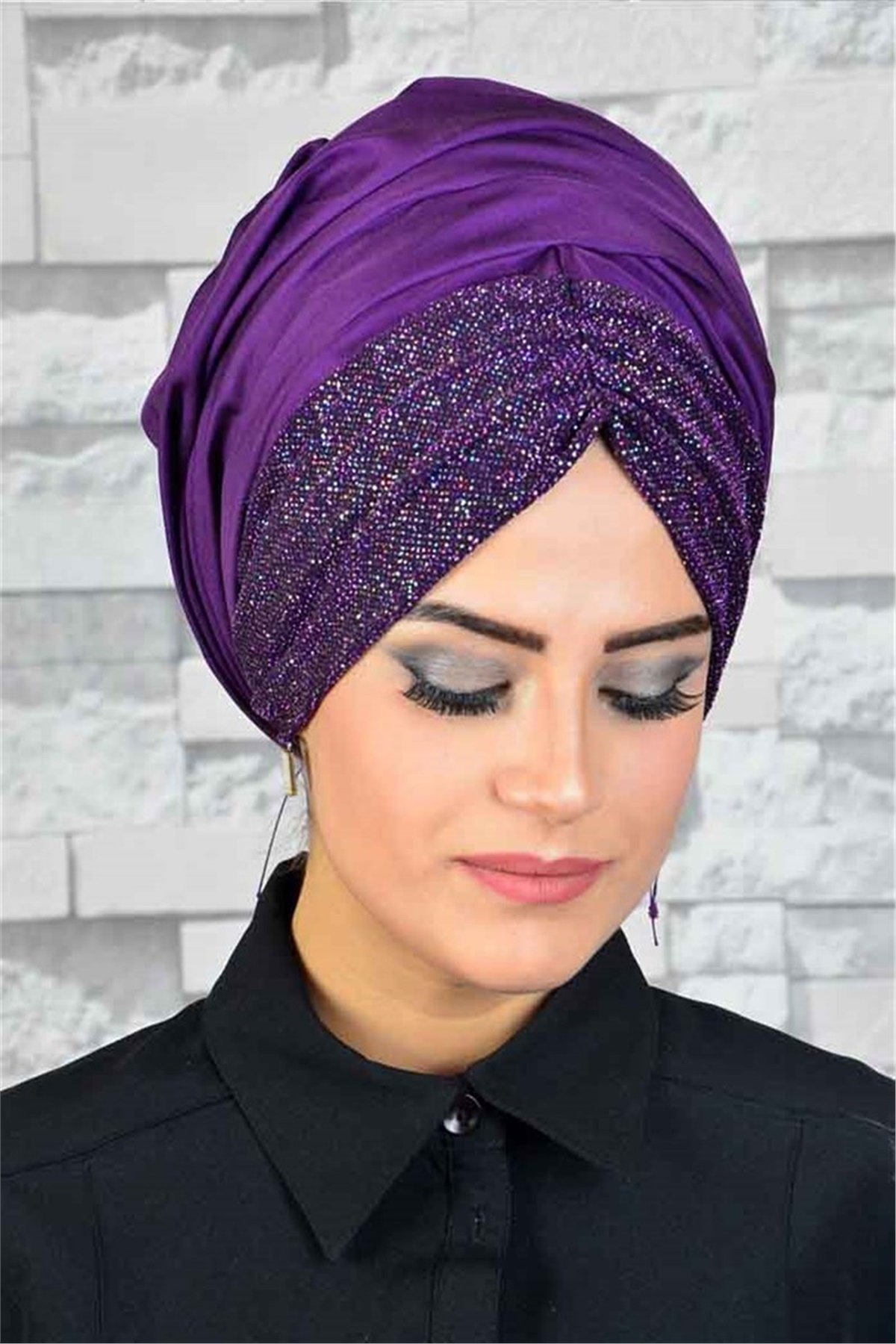 Büzgülü Mor Bandana Pratik Şal BND6047