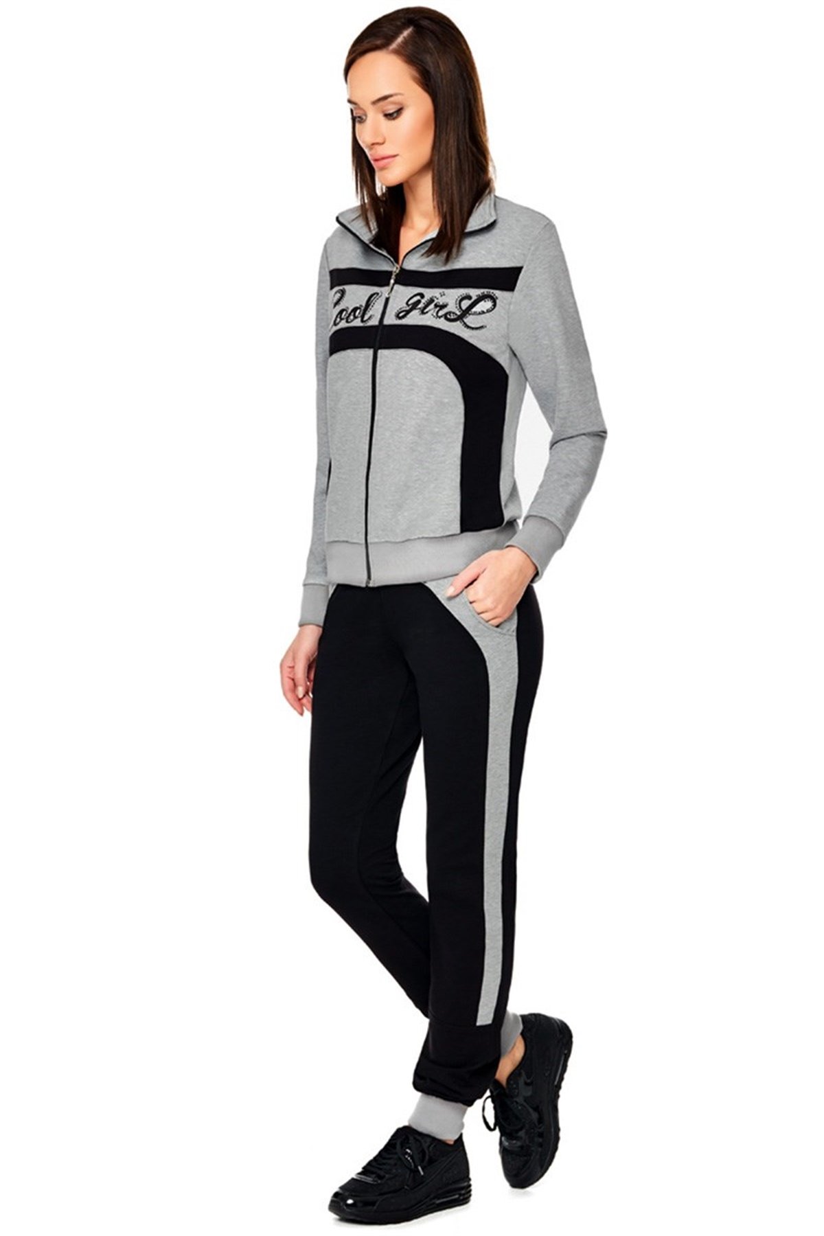 Cool Girl Bayan Eşofman Takımı ADS-1116 Gri