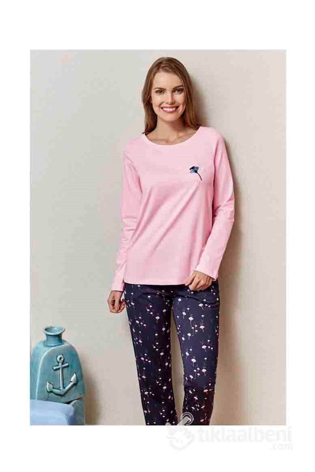 Eros ESK 20544 Bisiklet Yaka Bayan Pijama Takımı