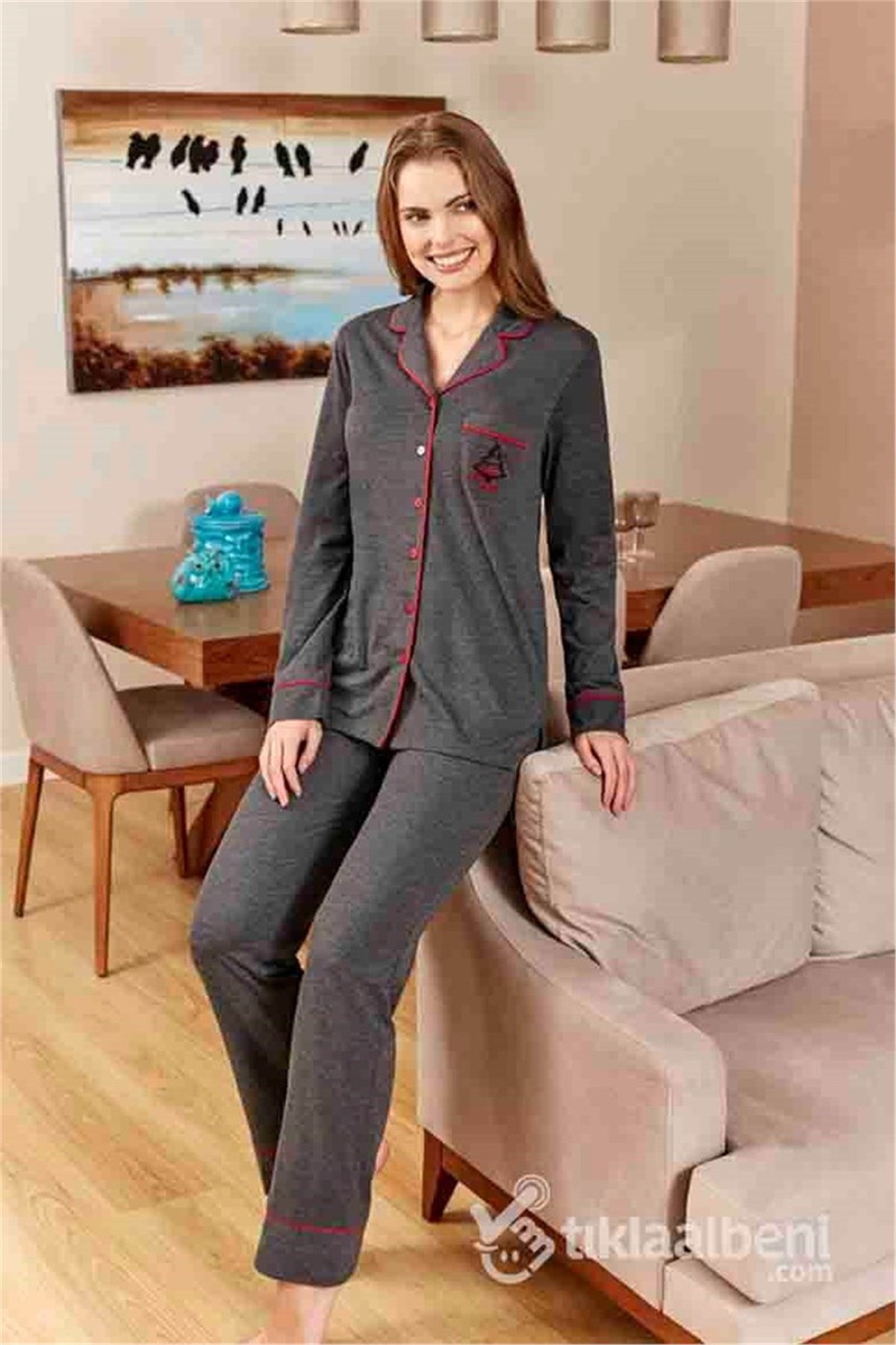 Eros ESK 20584 Bayan V Yaka Pijama Takımı