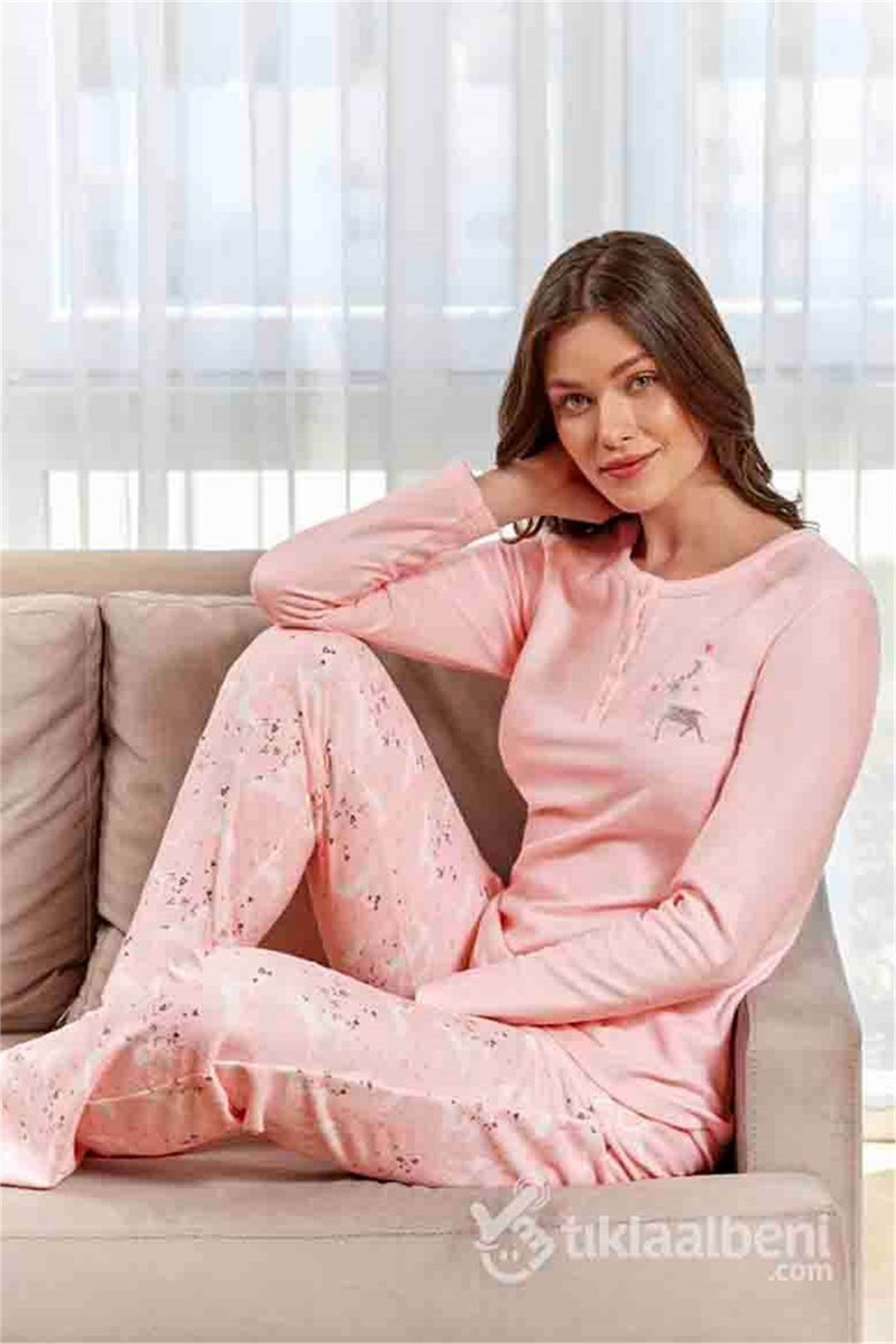Eros ESK 20682 Bisiklet Yaka Bayan Pijama Takımı