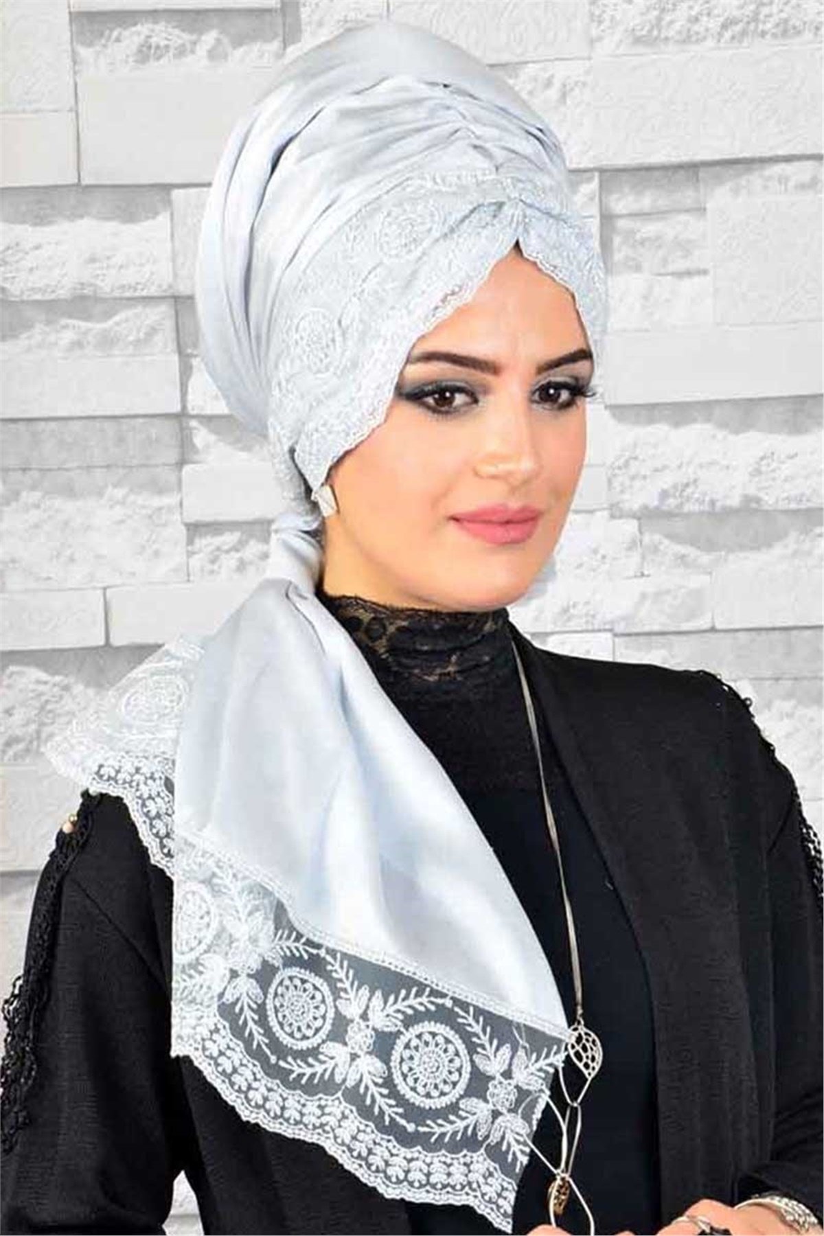 Güpürlü Gümüş Pratik Şal hz1023