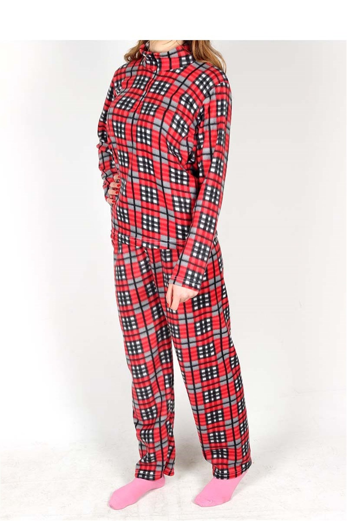 Kadın Polar Pijama Takımı 1555 - Kırmızı