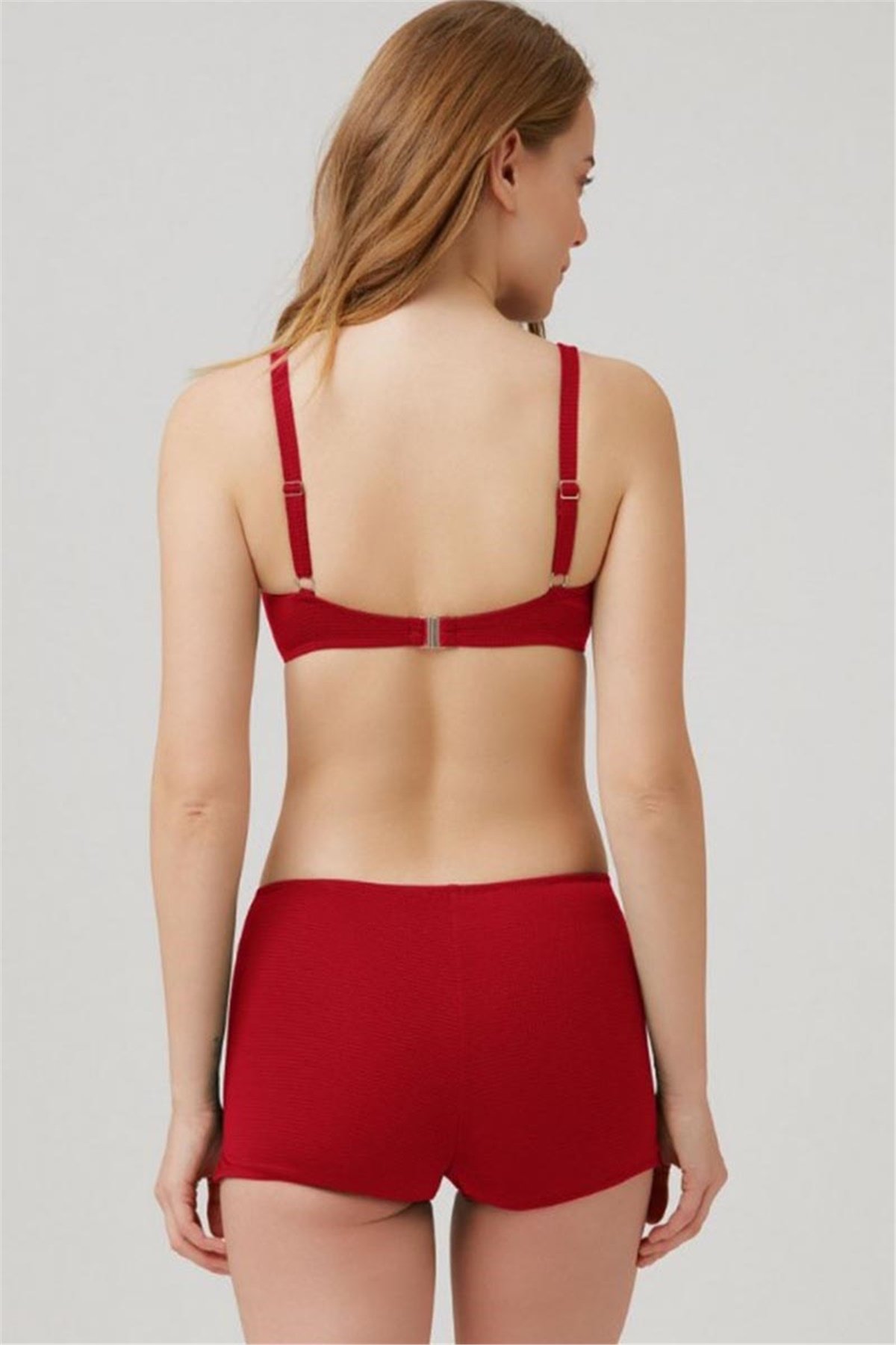 Kırmızı Bağcık Detaylı Bikini, Kom Kadın Şortlu Bikini KM99-1