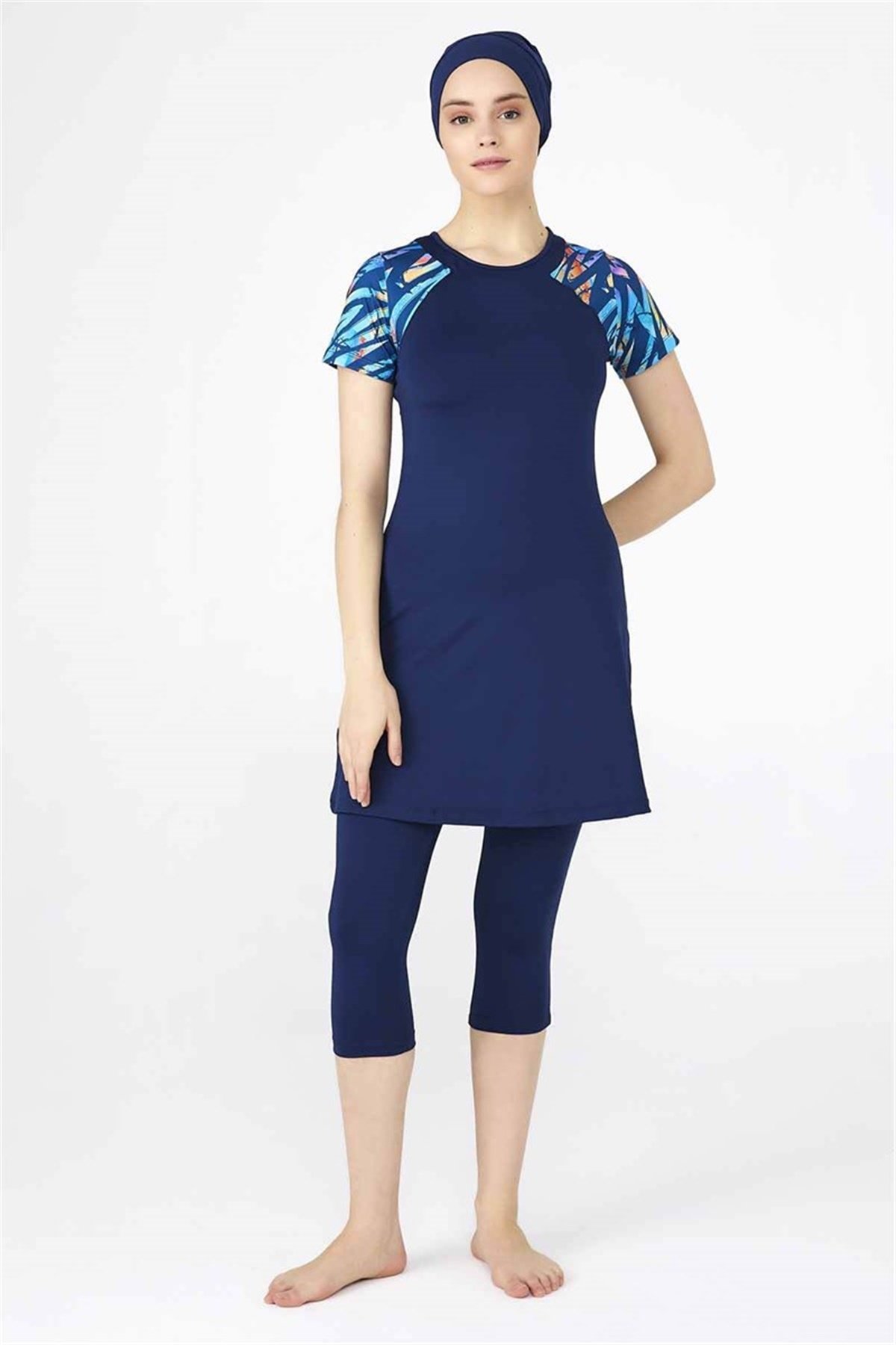 Lacivert Yarım Kapalı Mayo T0446