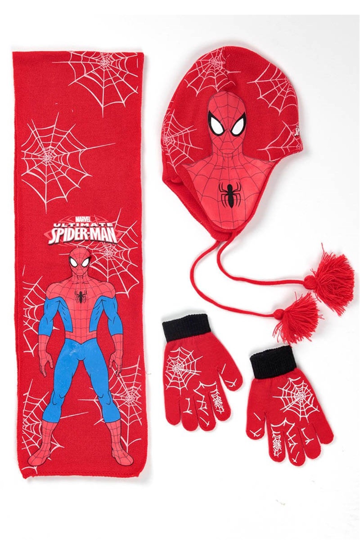 Lisanslı Spider-Man Çocuk Atkı Bere Eldiven Takım UGR-2296