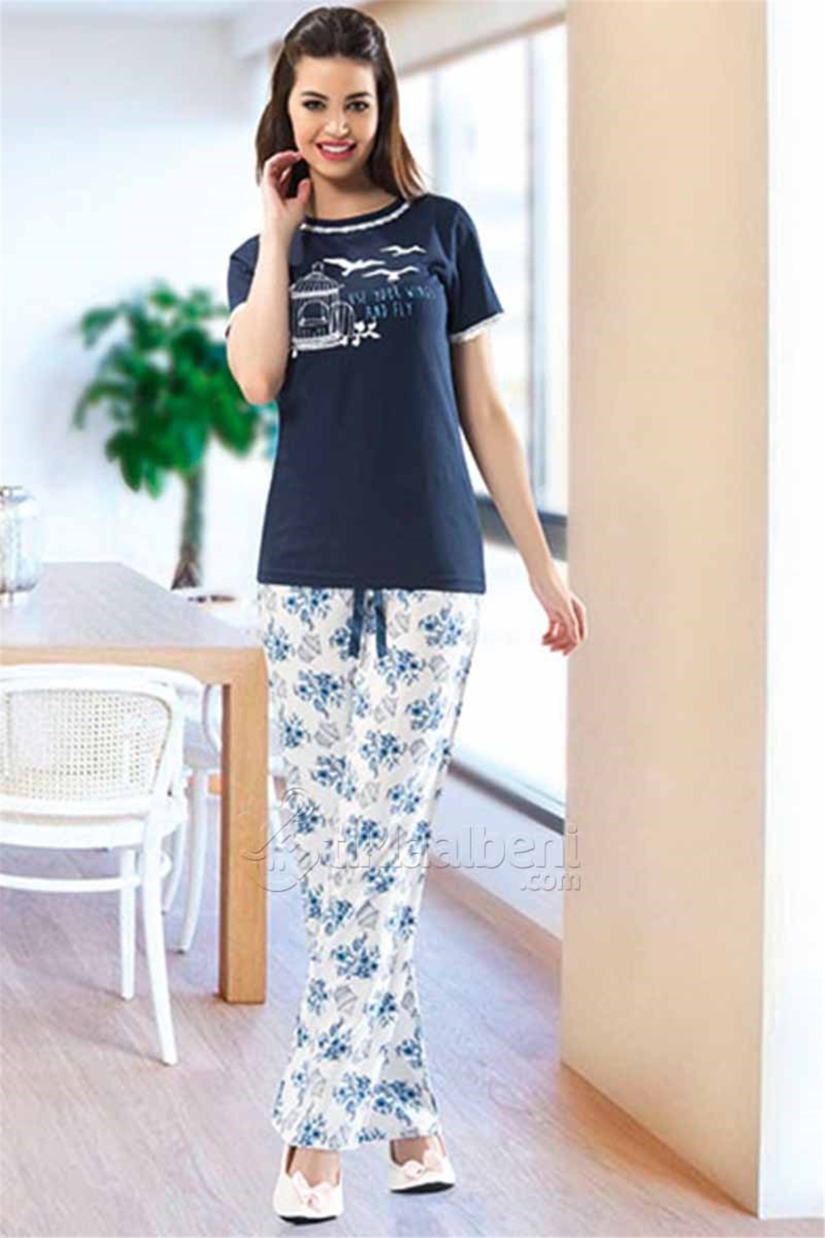 NBB 6970 Kısa Kollu Şık Baskılı Pijama Takım
