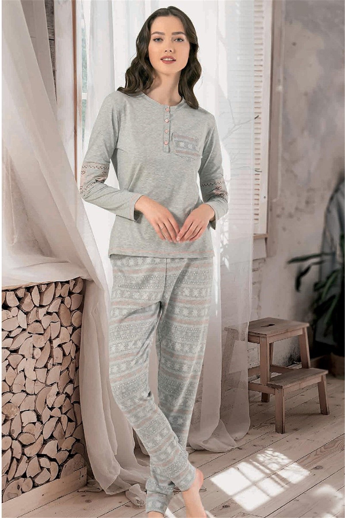 NBB Kadın Pijama Takımı Düğmeli 66632