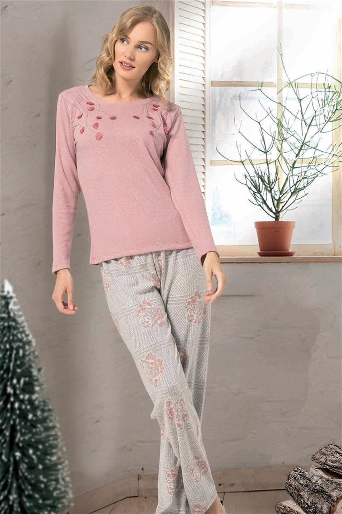 NBB Kadın Pudra Renk Pijama Takımı  66619
