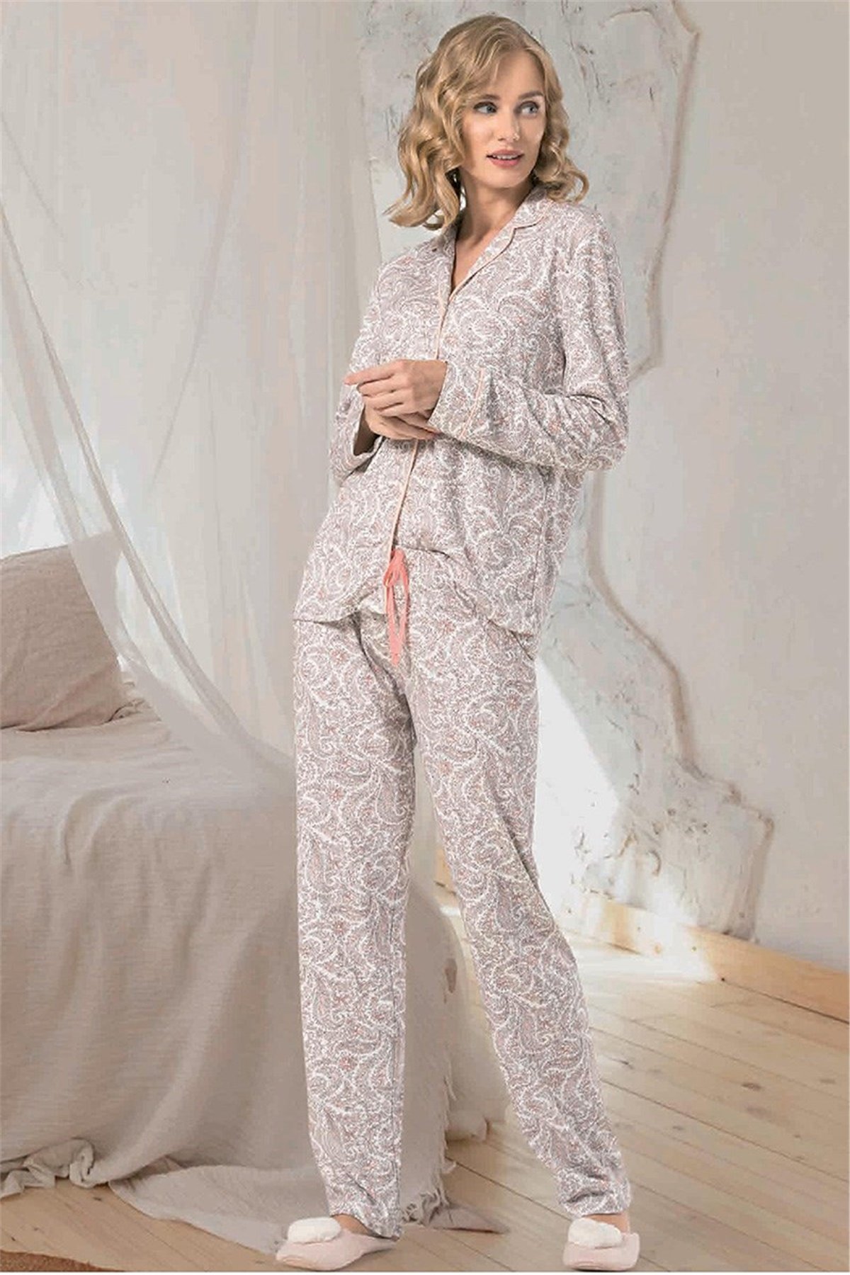 NBB Önden Düğmeli Kadın Pijama Takımı 66639