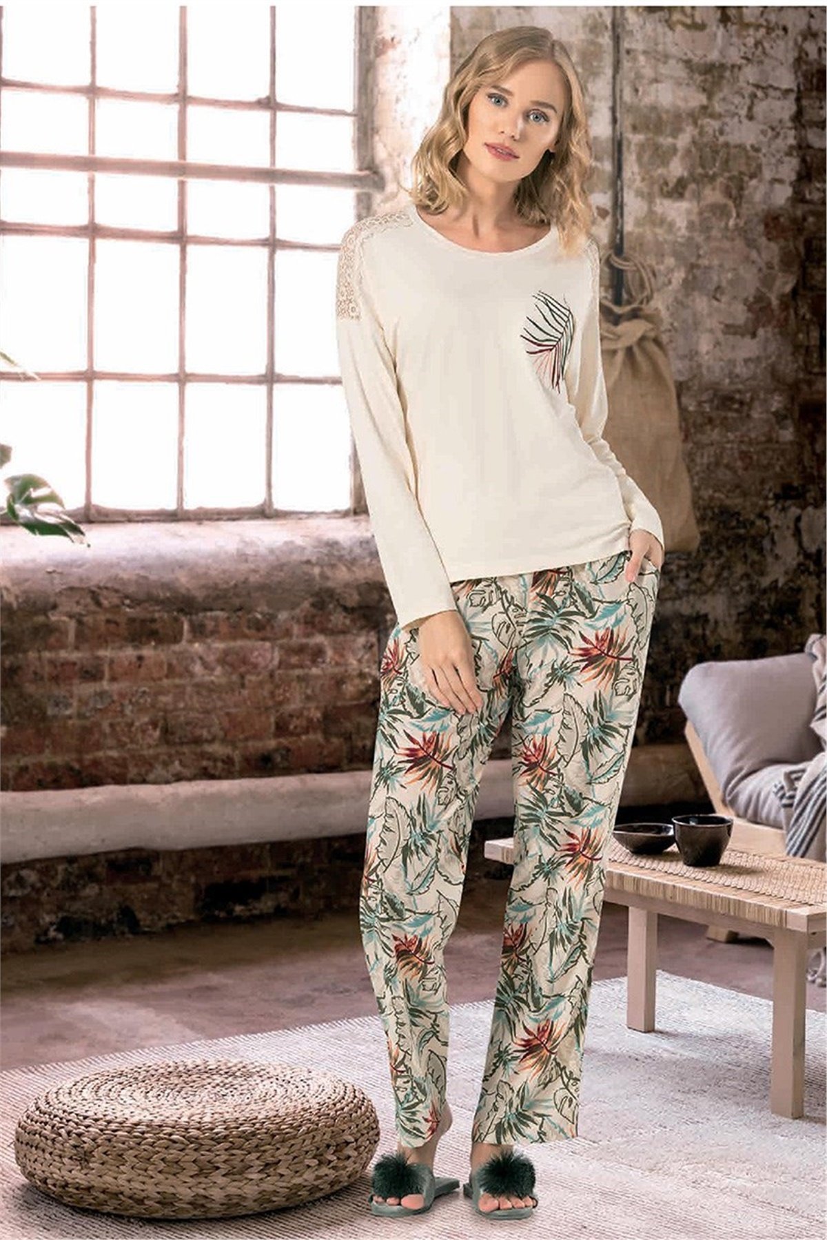NBB Tropical Uzun Kol Kadın Pijama Takımı  66605