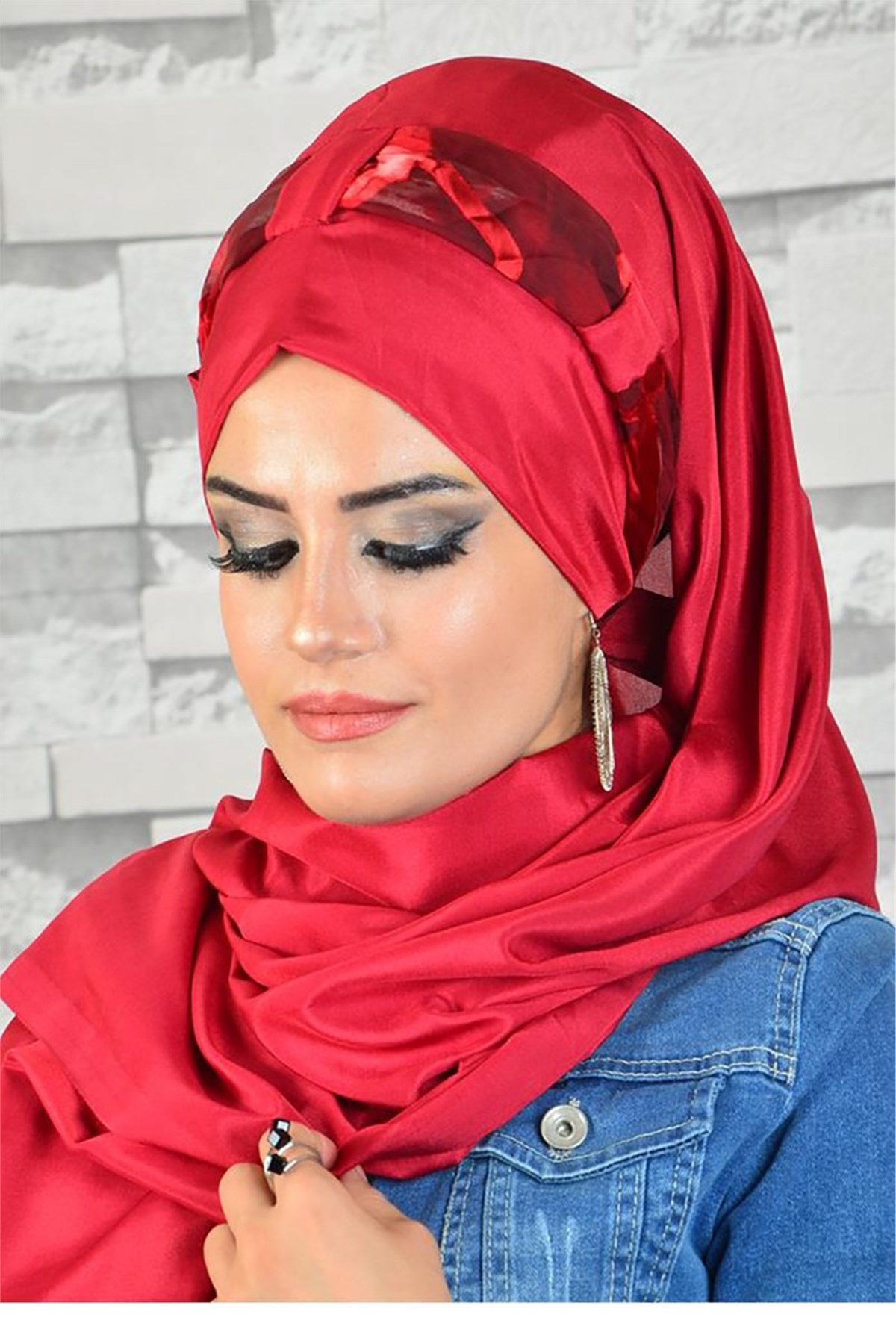 Pratik Kırmızı Hazır Türban bnd8003