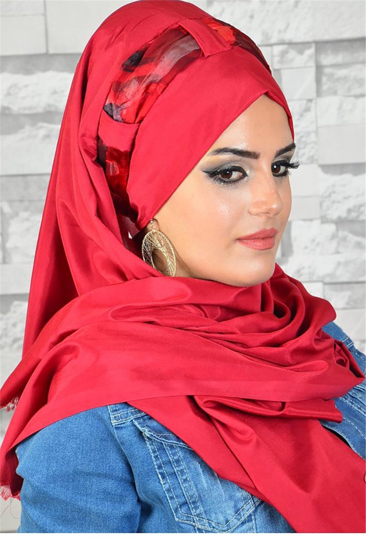 Pratik Kırmızı Hazır Türban bnd8003