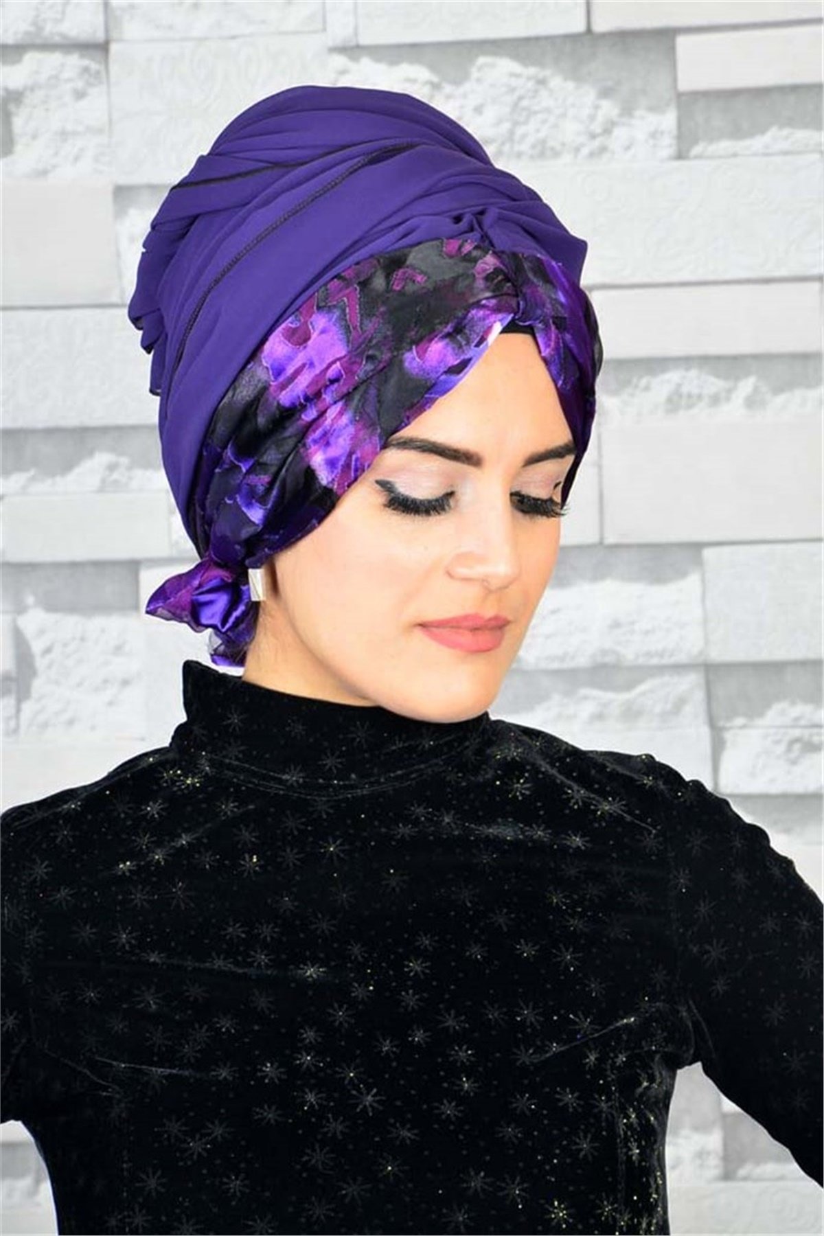 Şifon Bandana Pratik Hazır Bone Şal BND028